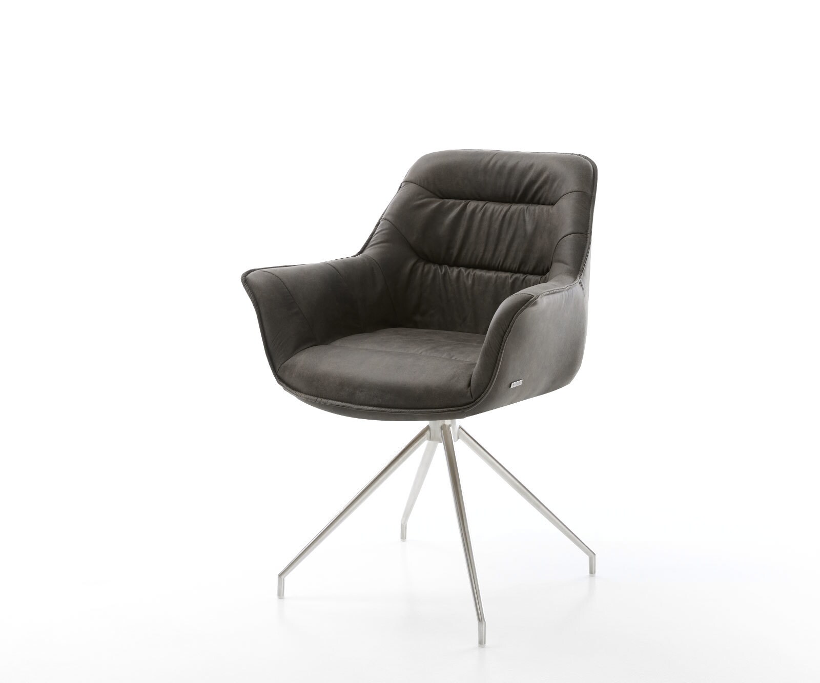 Eetkamerstoel Kaira-Flex microvelours antraciet vintage kruisframe conisch roestvrij staal