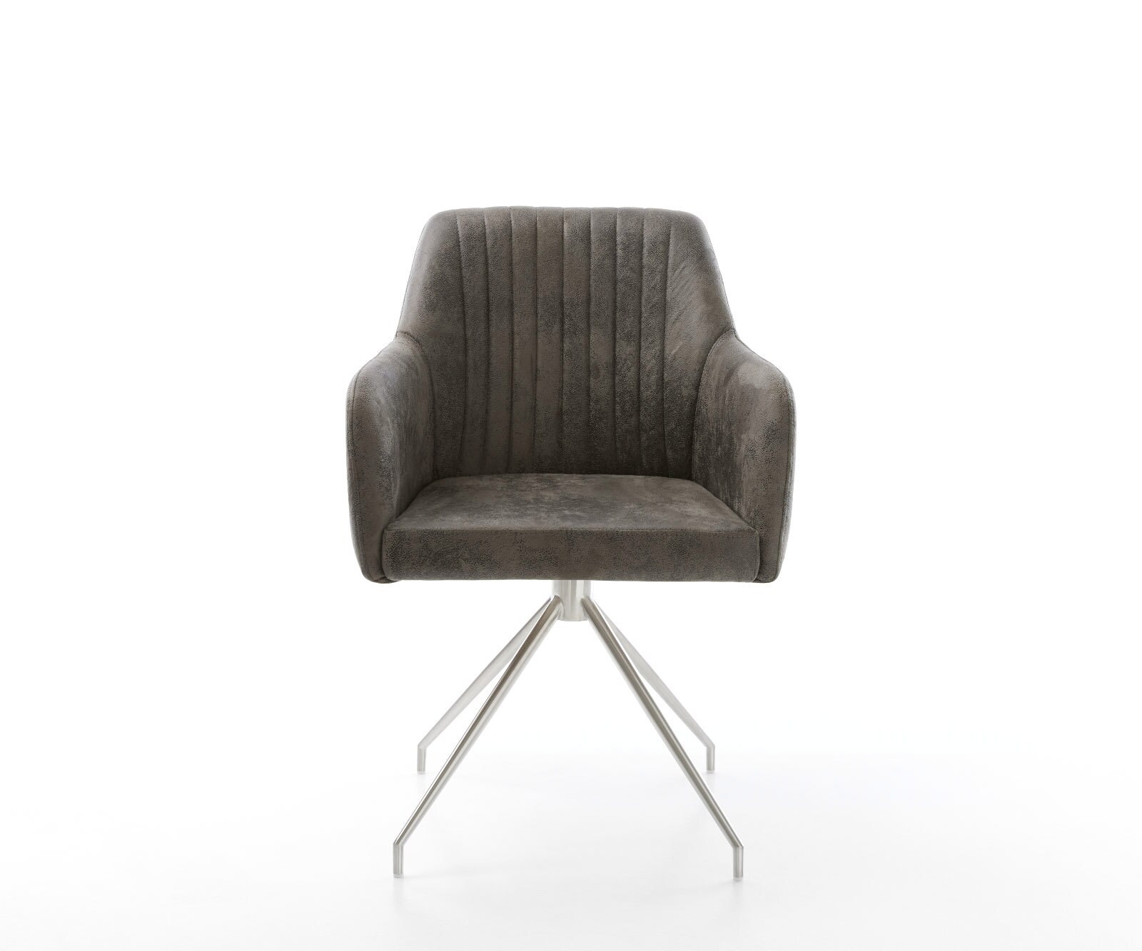 Eetkamerstoel Greg-Flex microvelours grijs antiek kruisframe conisch roestvrij staal pocketveer kern 1 Eetkamerstoel Greg-Flex microvelours grijs antiek kruisframe conisch roestvrij staal pocketveer kern 1