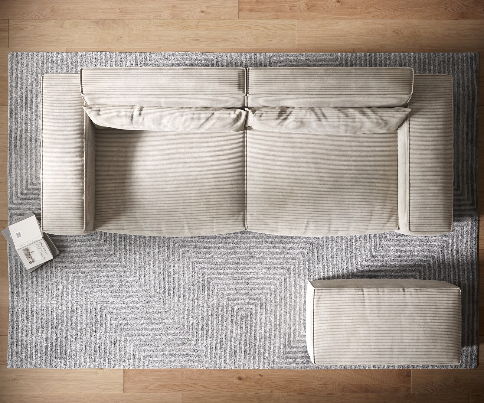 Grote bank Sirpio XL 270x130 cm koorduroy beige met kruk 5