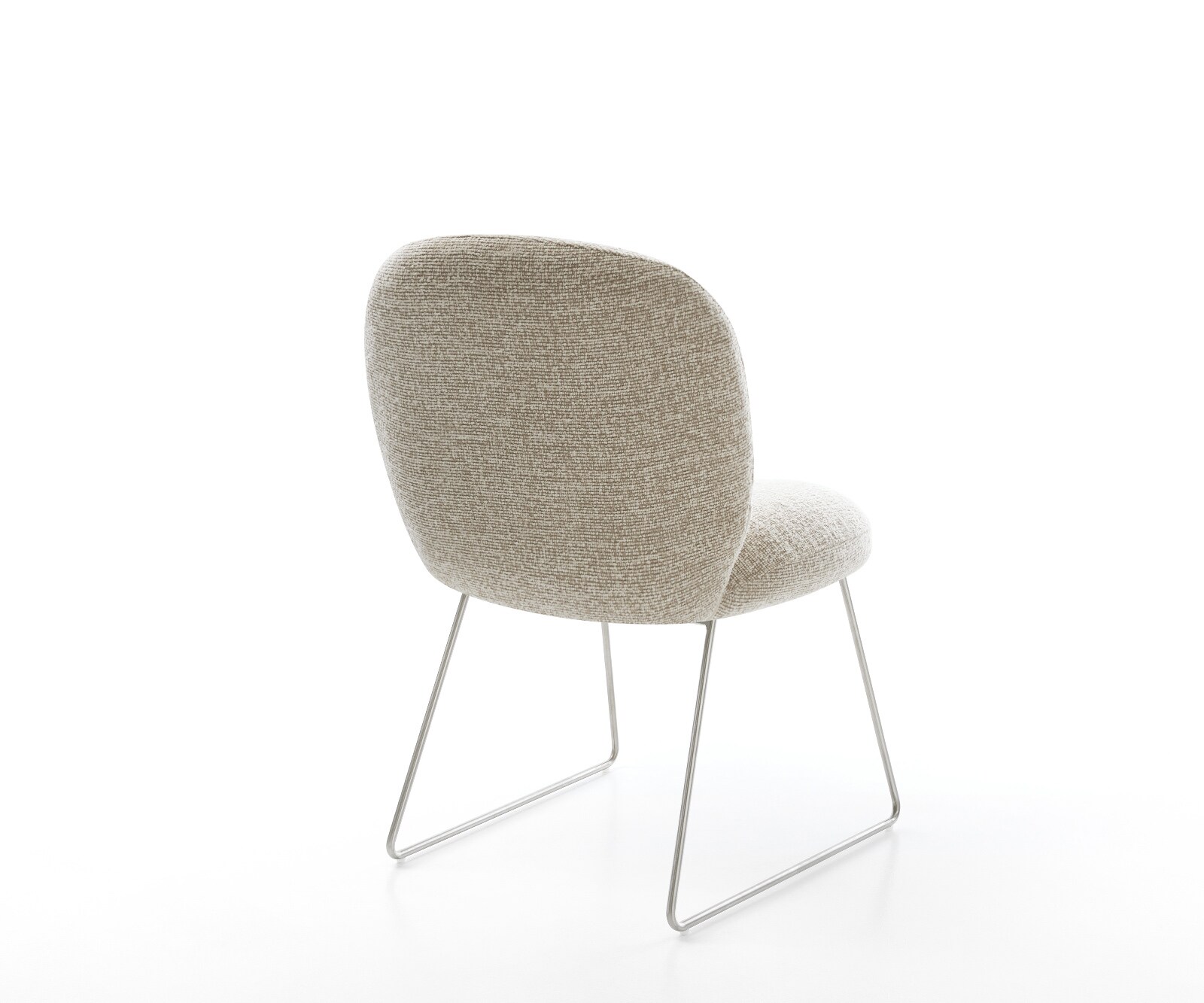 Eetkamerstoel Nube-Flex geweven stof beige slipframe roestvrij staal pocketveer kern 5