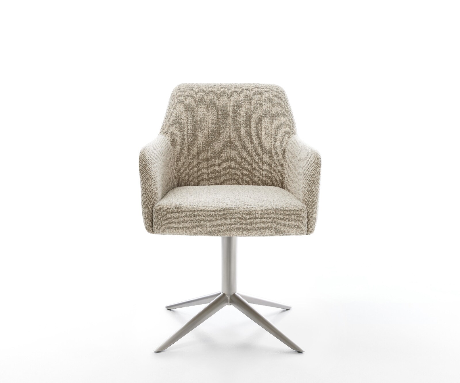 Draaistoel Greg-Flex geweven stof beige kruispoot roestvrij staal 360° draaibaar rocker-functie pocketveer kern 2