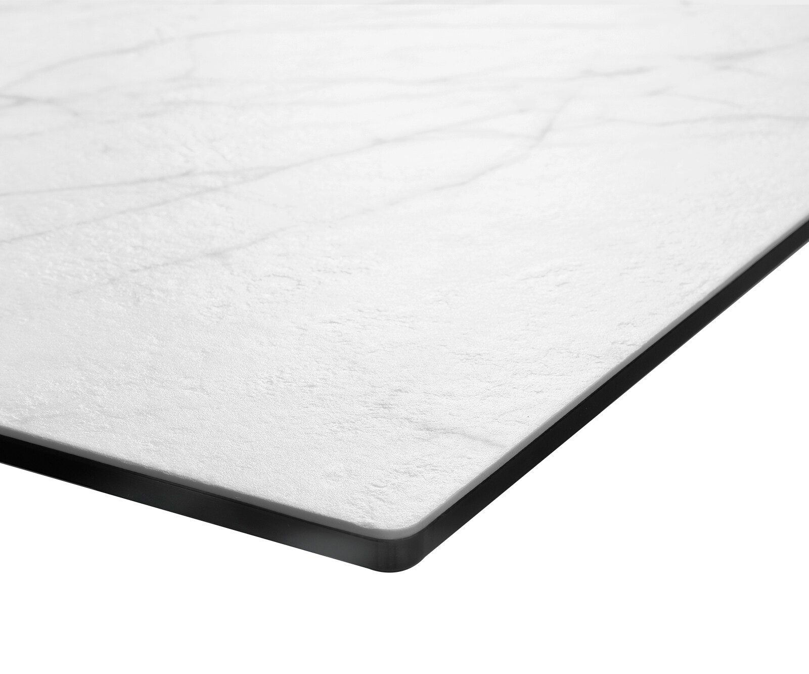 Eettafel Edge 200x100cm Laminam® keramiek wit middenpoot kruis zwart 6