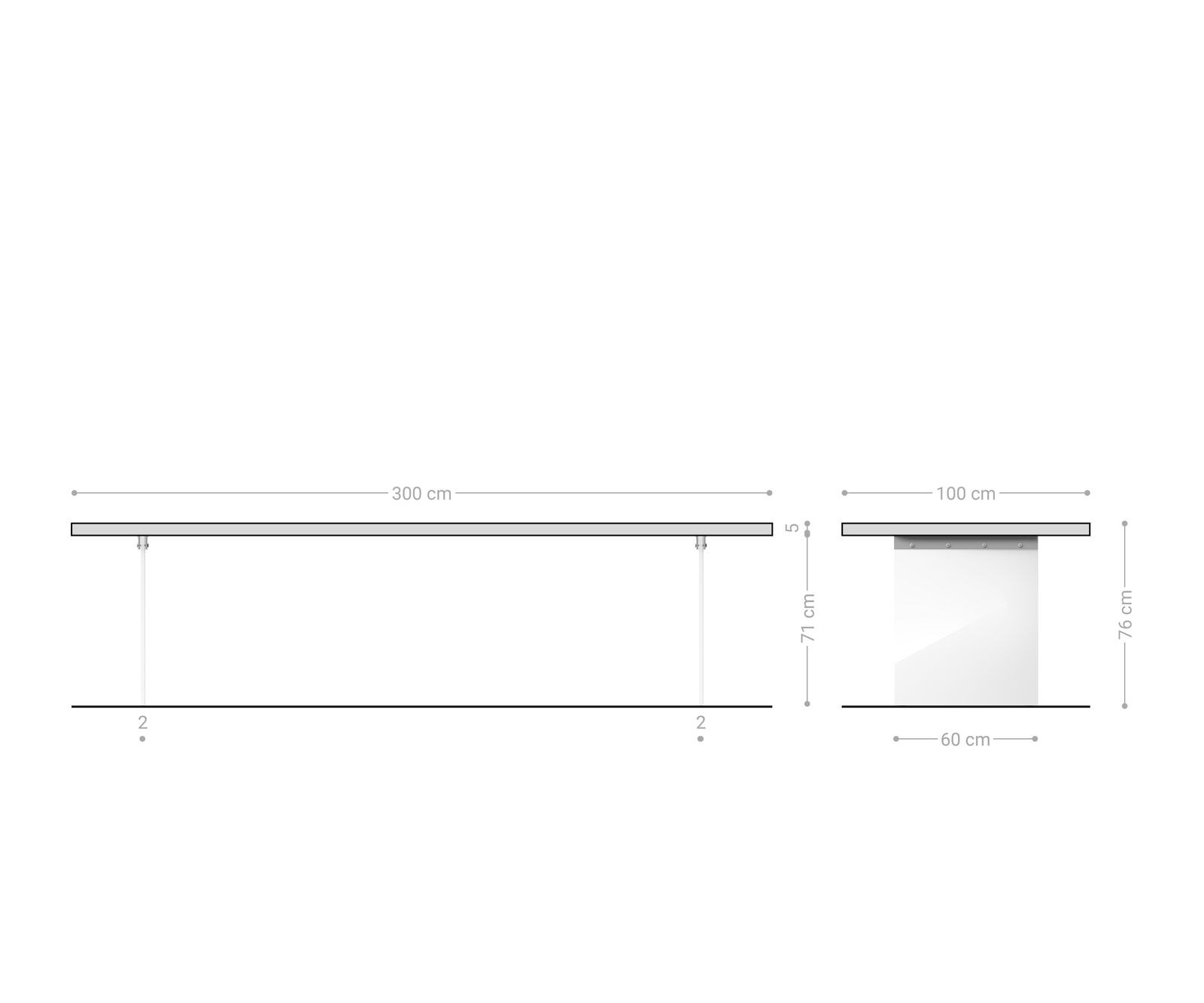 Eettafel Edge 300x100 XL acacia platina  glas Live-Edge 7