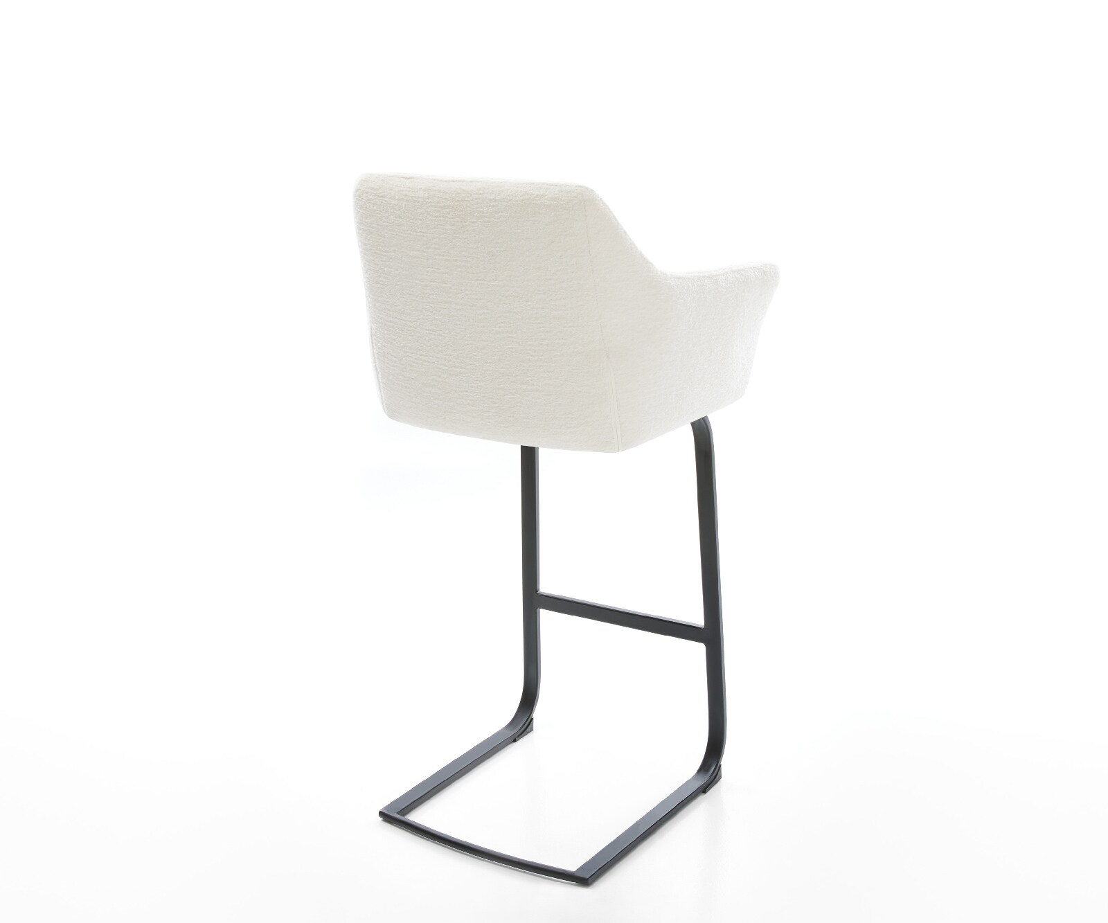 Barstoel Yulo-Flex Bouclé zacht Beige Vrijkantelframe plat metaal Zwart 4