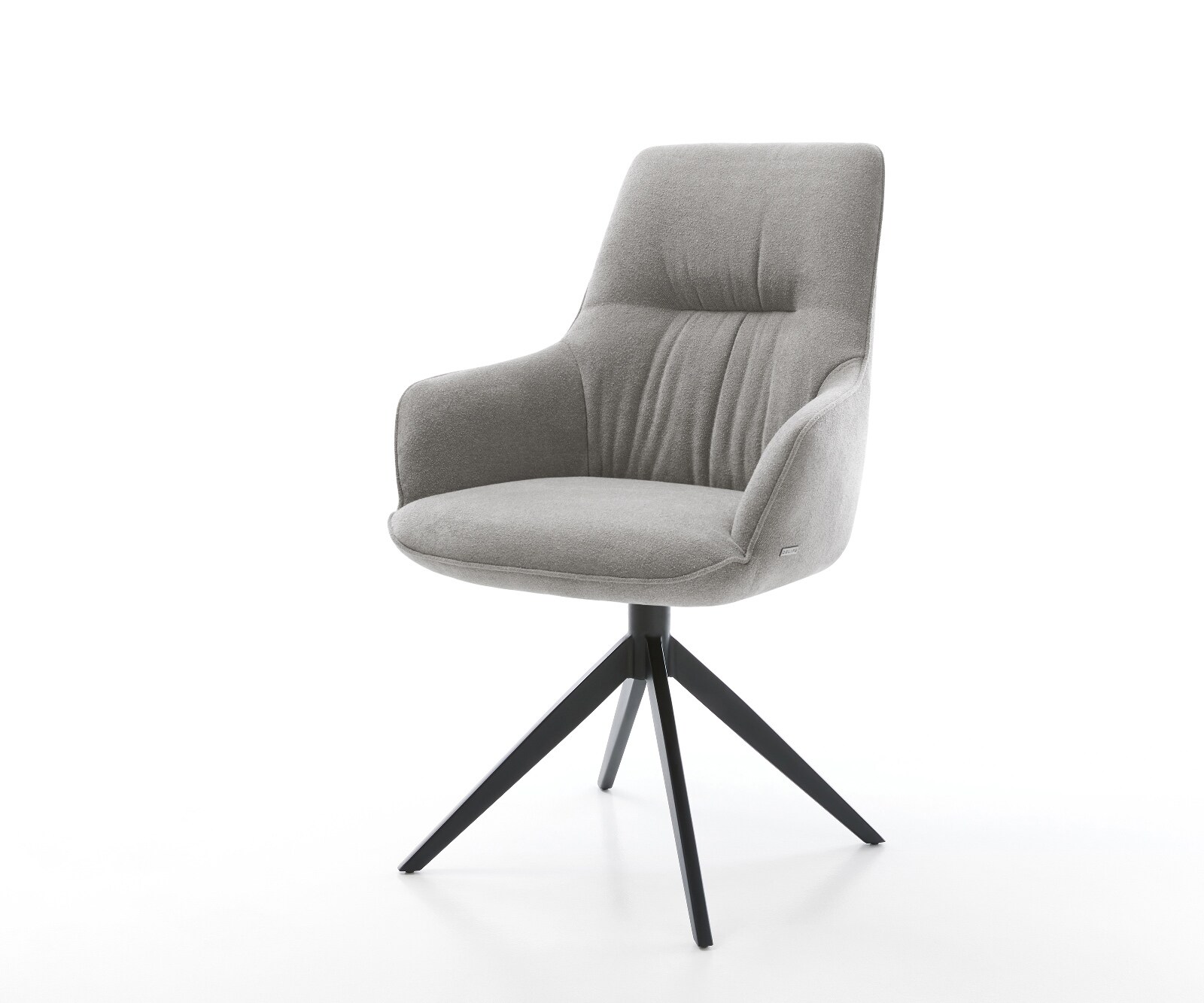 Draaistoel Zelia-Flex met armleuning zachte stof met structuur grijs kruisframe breed zwart 360° draaibaar rocker-functie pocketveer kern