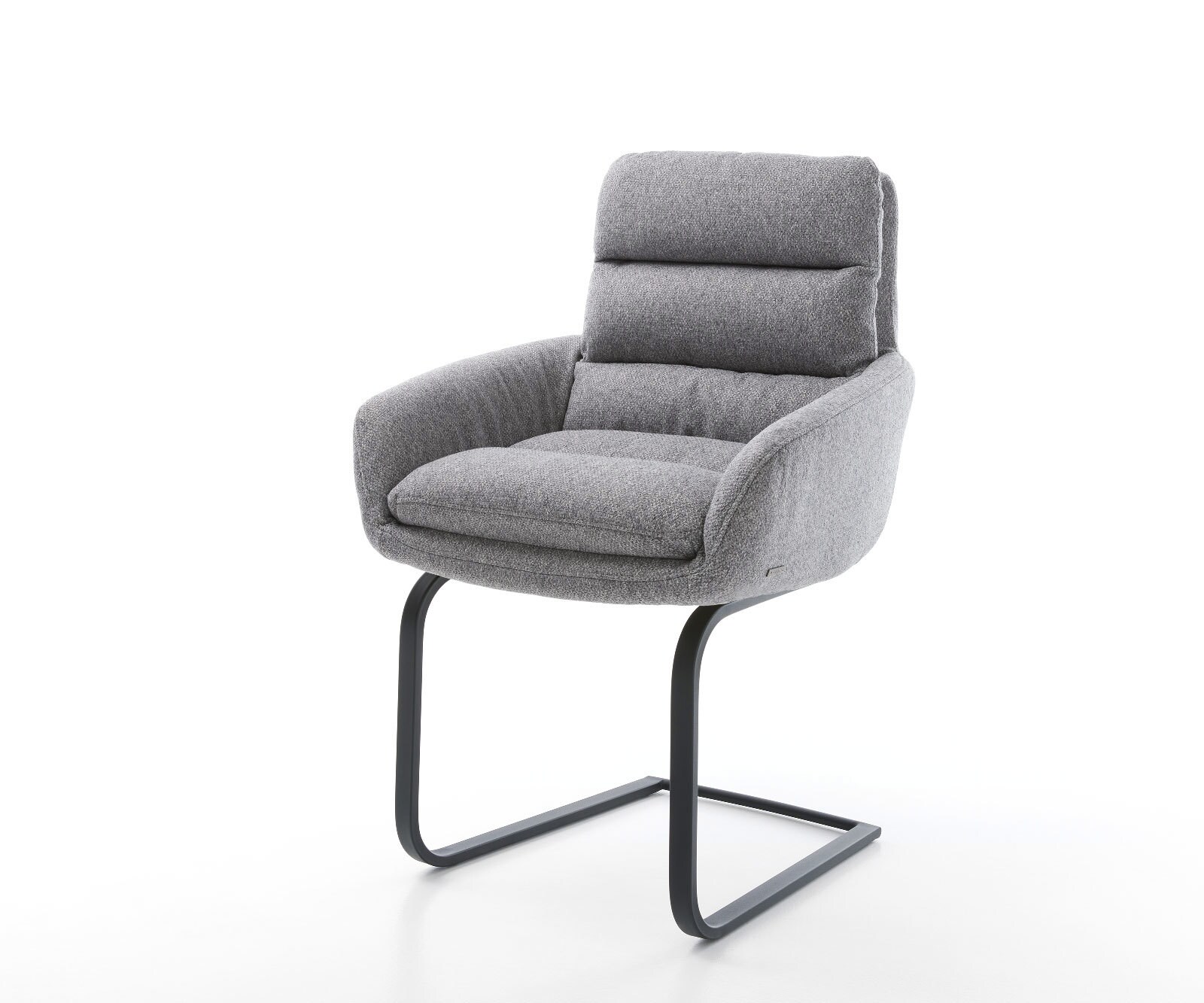 Sledemodel Abelia-Flex met armleuning structuurstof lichtgrijs sledemodel vlak zwart