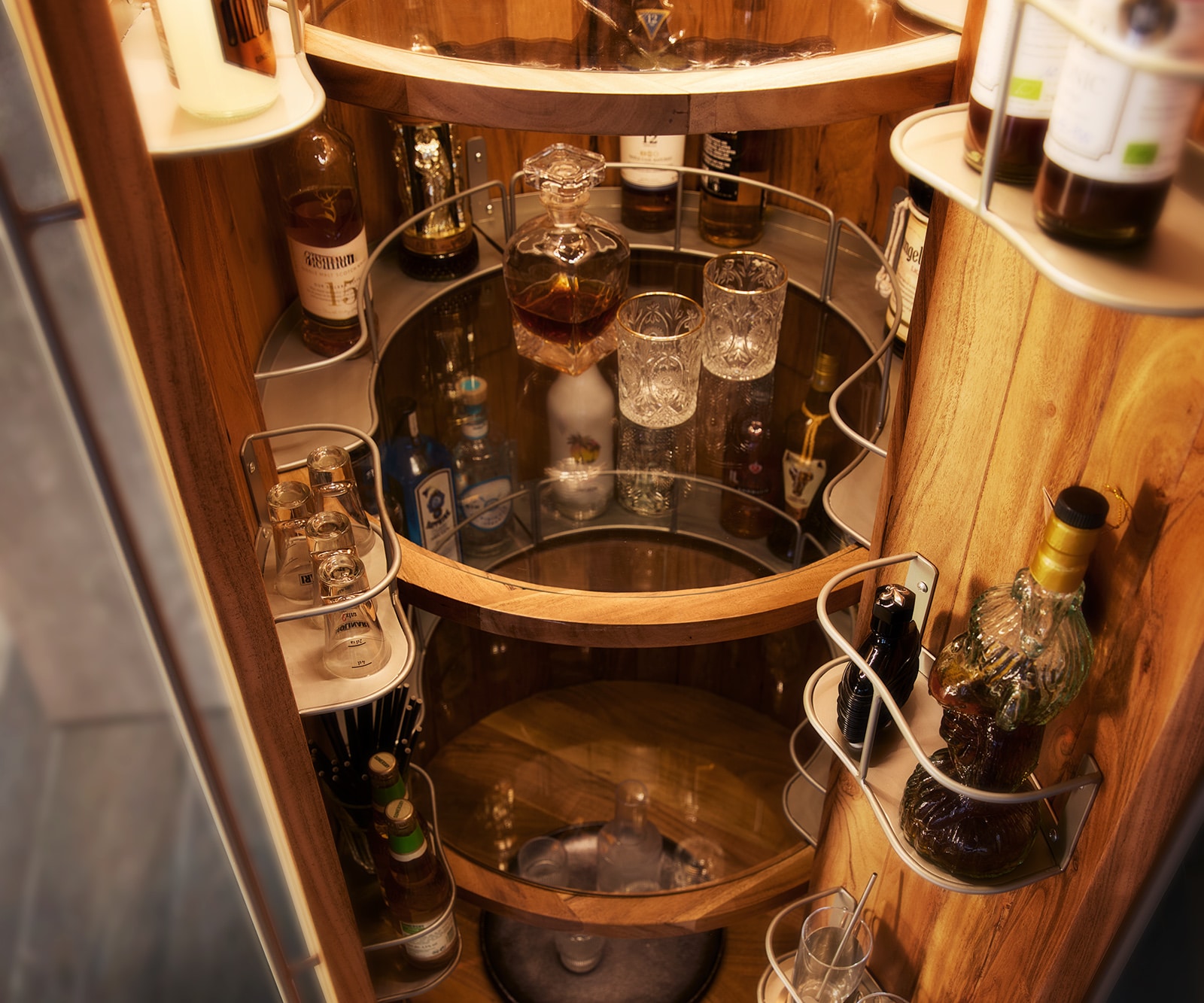 Barkast Tulsa 80x190 cm acacia naturel LED-verlichting wijnkast 4 Barkast Tulsa 80x190 cm acacia naturel LED-verlichting wijnkast 4