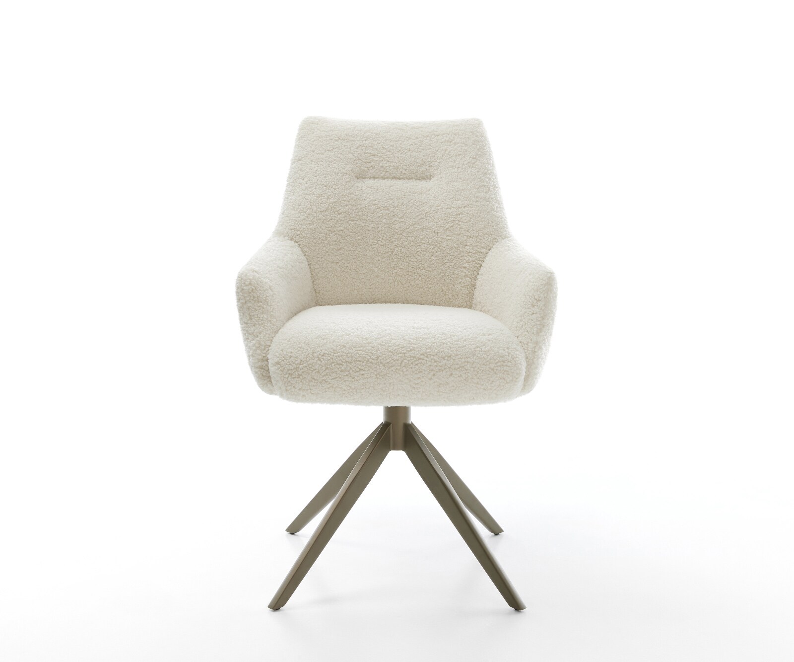Draaistoel Alja-Flex met armleuning teddy beige kruisframe breed afwerking met titanium 360° draaibaar rocker-functie pocketveer kern 1
