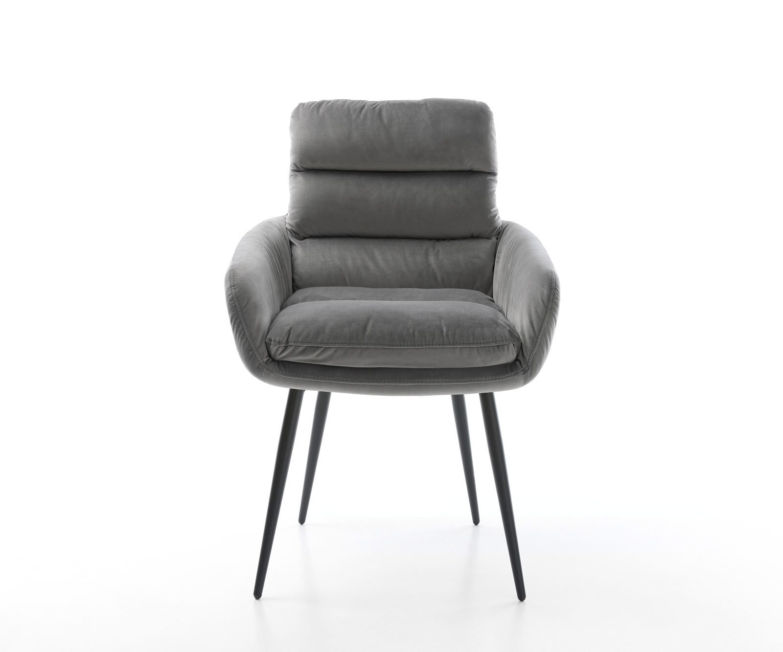 Eetkamerstoel Abelia-Flex met armleuning fluweel grijs 4-poot conisch zwart 1 Eetkamerstoel Abelia-Flex met armleuning fluweel grijs 4-poot conisch zwart 1