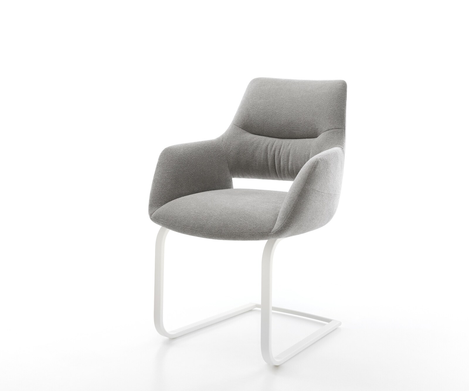 Sledemodel Yago-Flex met armleuning zachte stof met structuur grijs sledemodel vlak wit pocketveer kern 1