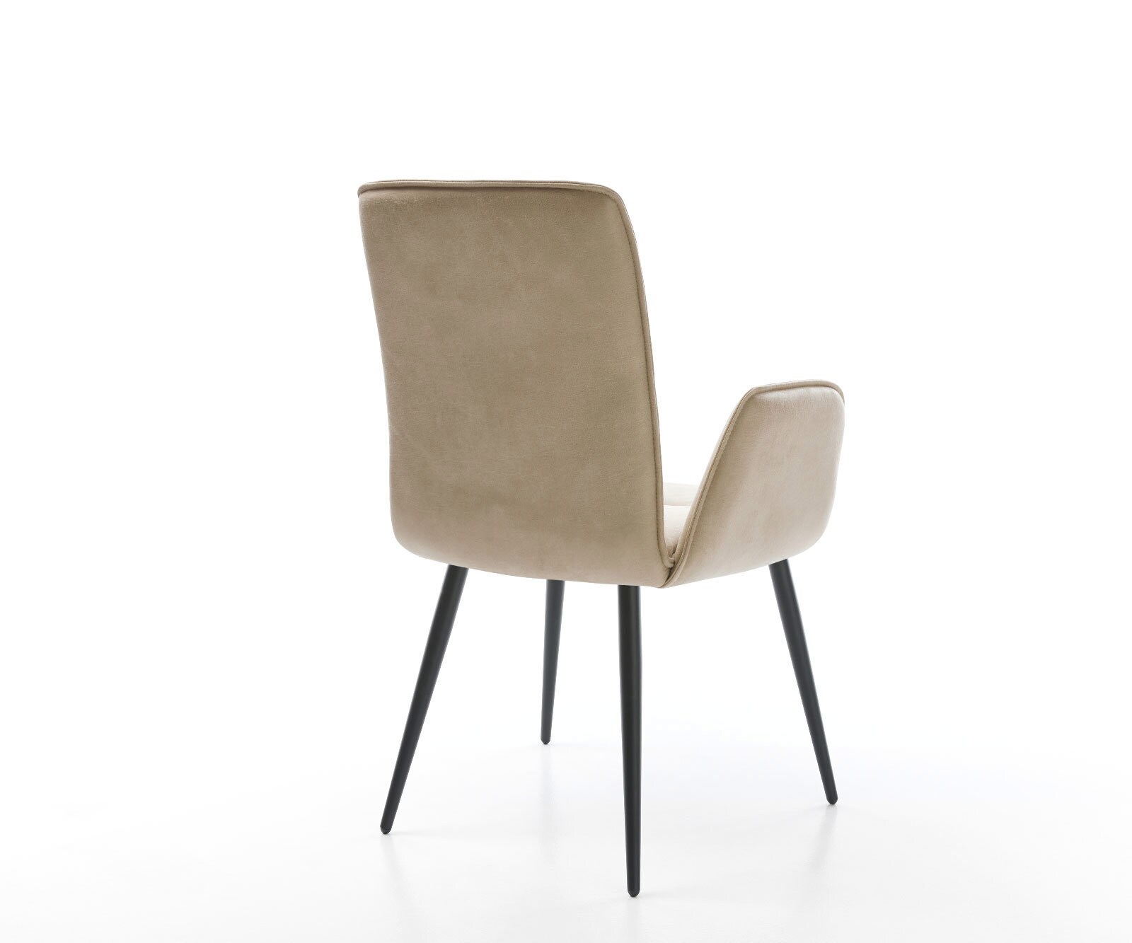 Eetkamerstoel Vinja-Flex microvelours beige vintage 4-poot conisch zwart 5