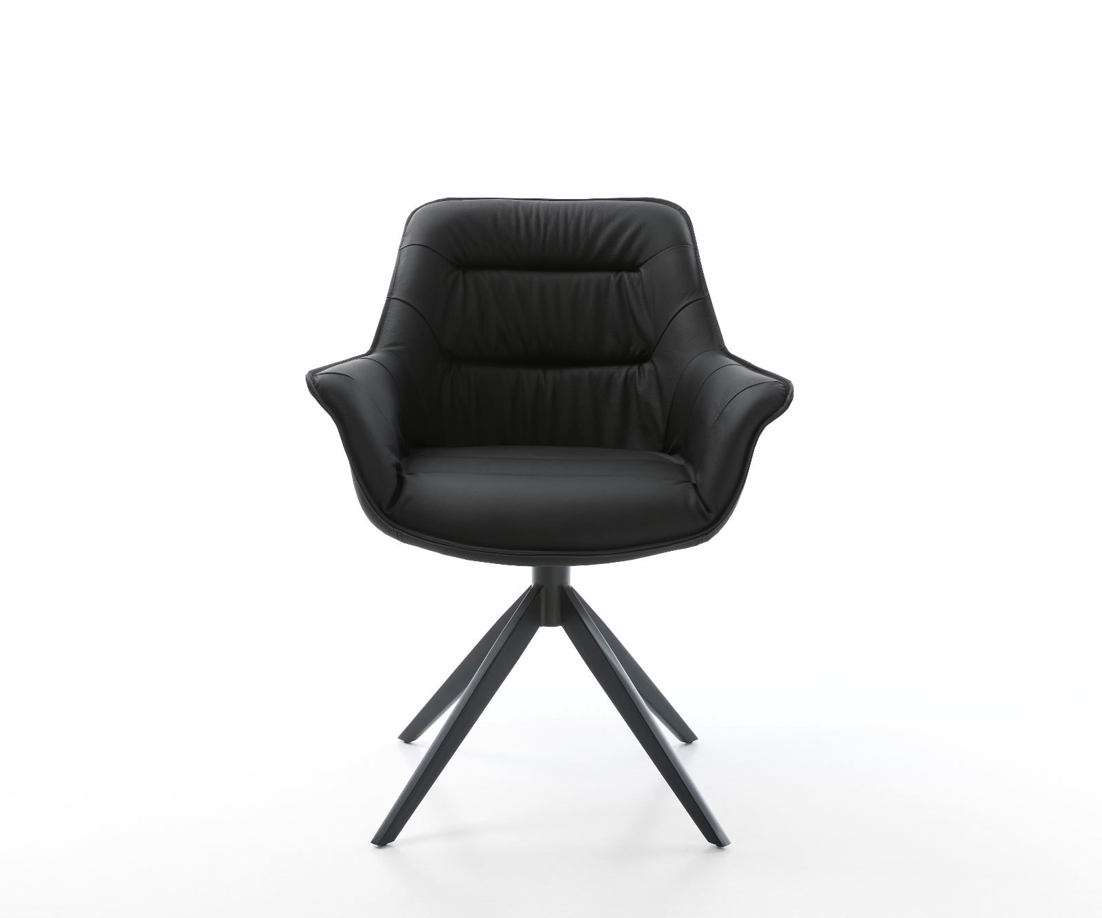 Eetkamerstoel Kaira-Flex echt leer zwart kruisframe breed zwart 2