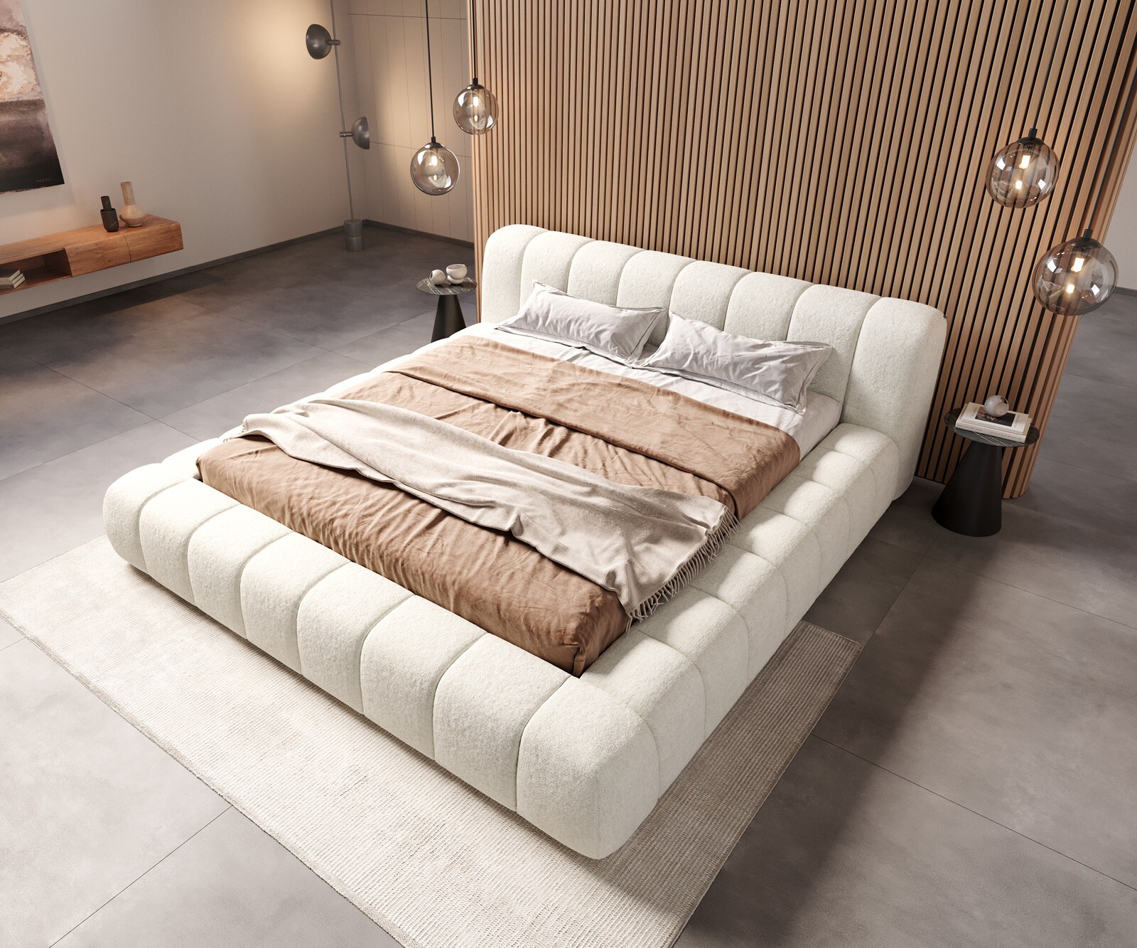 Gestoffeerd bedframe Cutio 180x200 cm bouclé Soft Beige 8