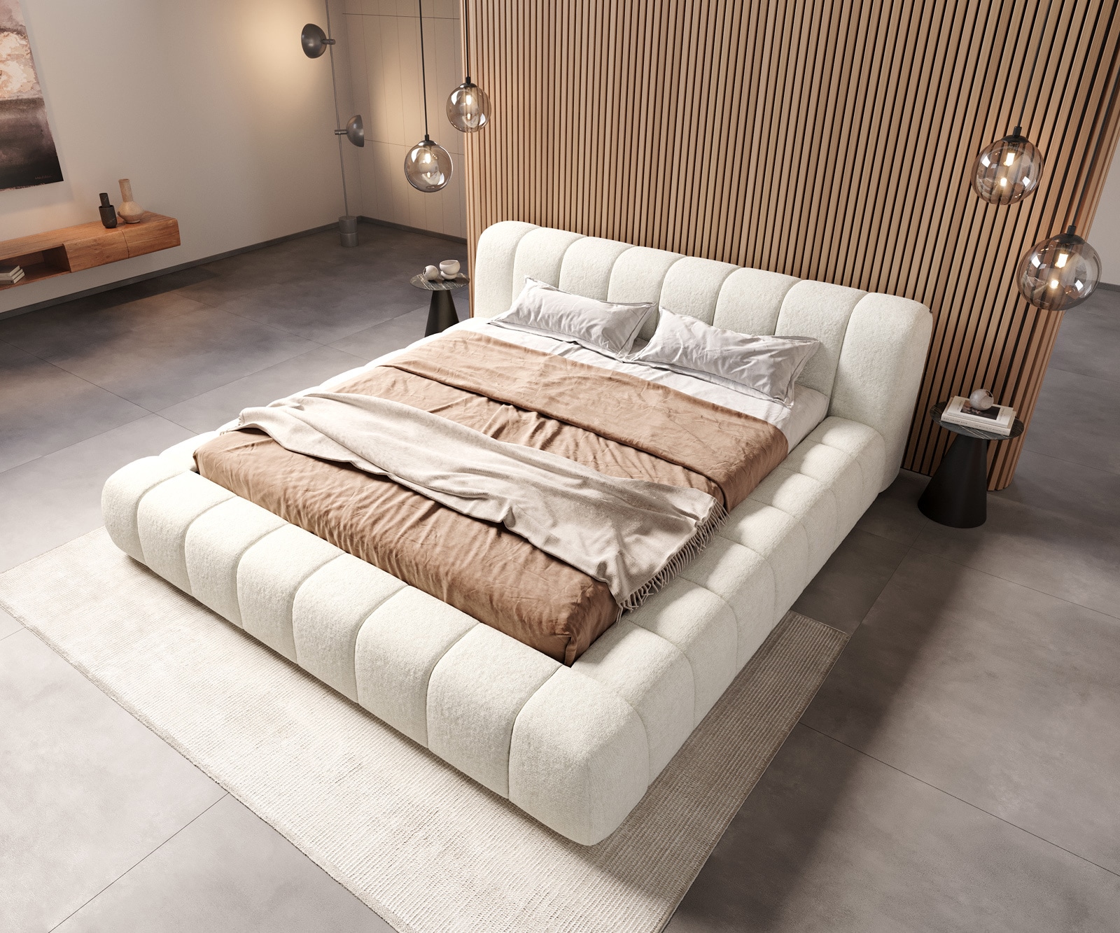 Gestoffeerd bedframe Cutio 180x200 cm bouclé Soft Beige 8