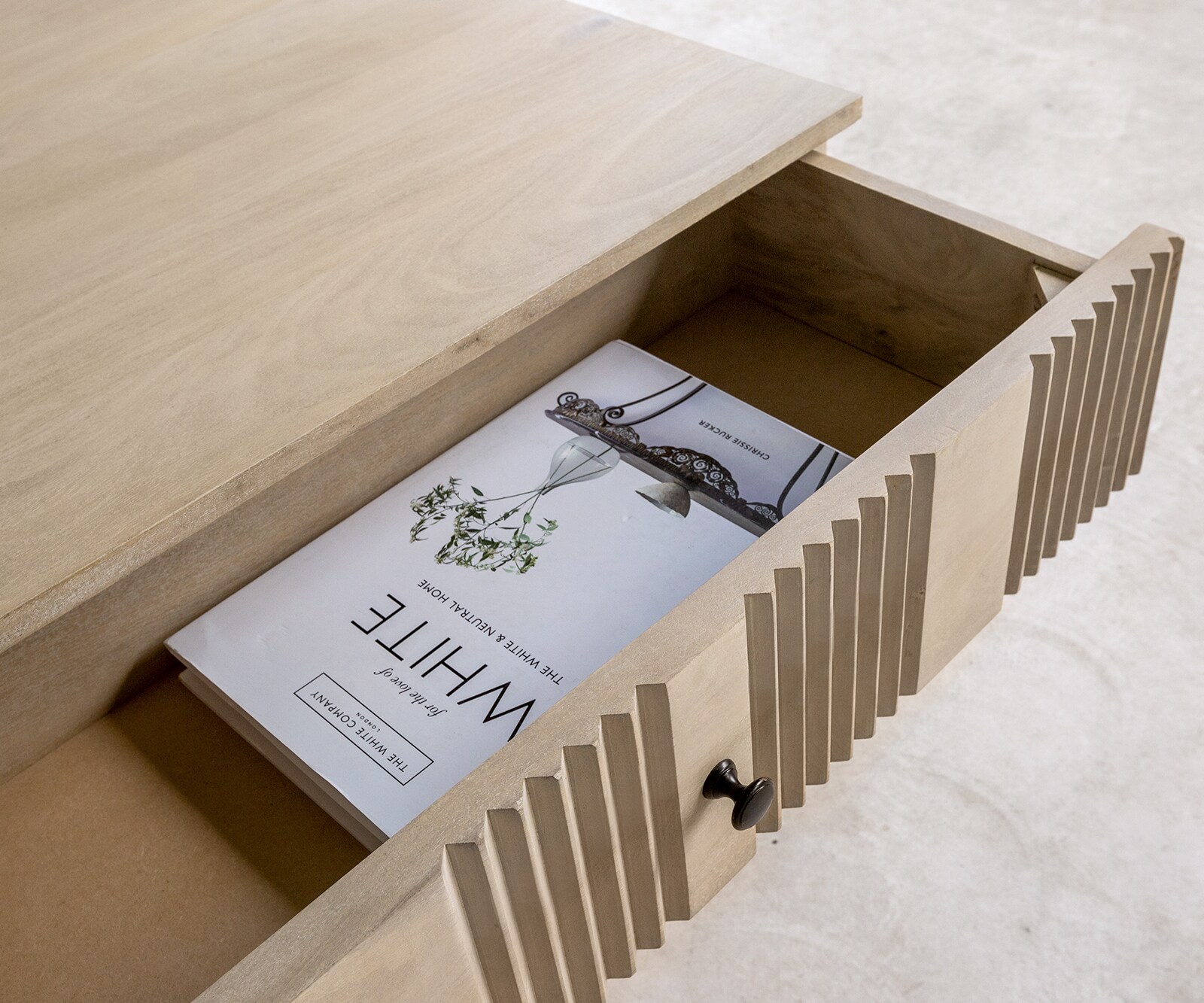 Salontafel Nereos 130x60 cm Mango White Wash metaal zwart 5