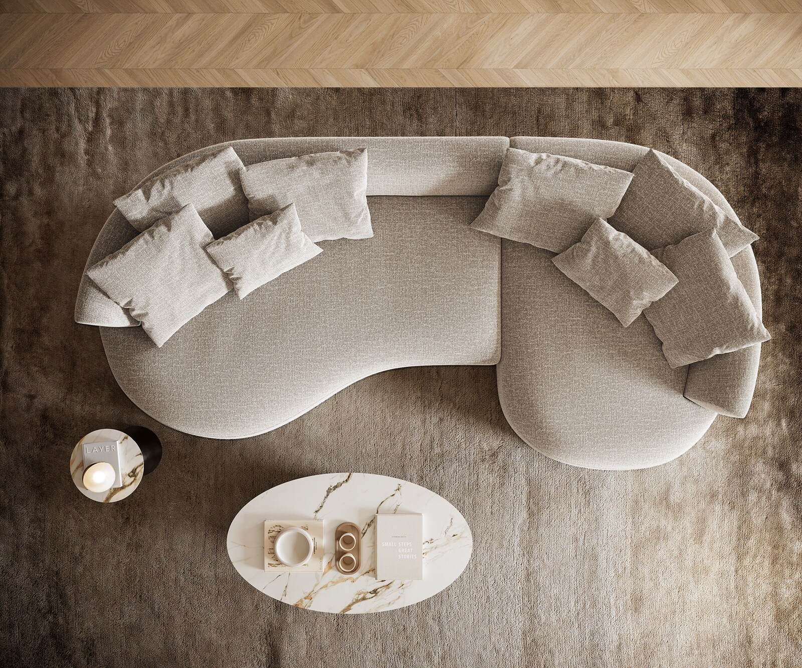 Big-Sofa Edina 330x170 cm geweven stof Soft Beige 6