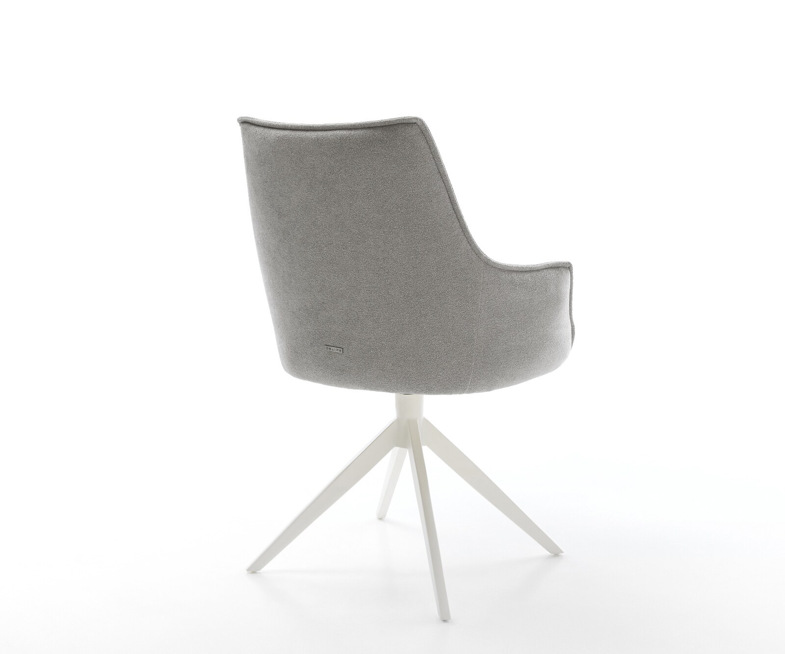 Draaistoel Alja-Flex met armleuning zachte stof met structuur grijs kruisframe breed wit 360° draaibaar rocker-functie pocketveer kern 5