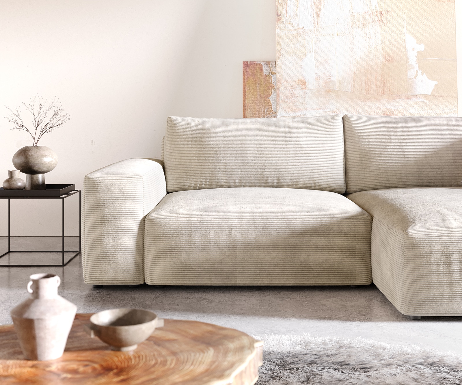 Hoekbank Lanzo XL 270x180 cm Snoer Beige Recamiere variabel 4 Hoekbank Lanzo XL 270x180 cm Snoer Beige Recamiere variabel 4