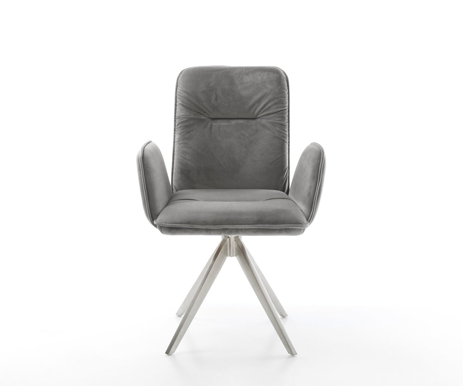 Eetkamerstoel Vinja-Flex fluweel grijs kruisframe hoekig roestvrij staal 1 Eetkamerstoel Vinja-Flex fluweel grijs kruisframe hoekig roestvrij staal 1