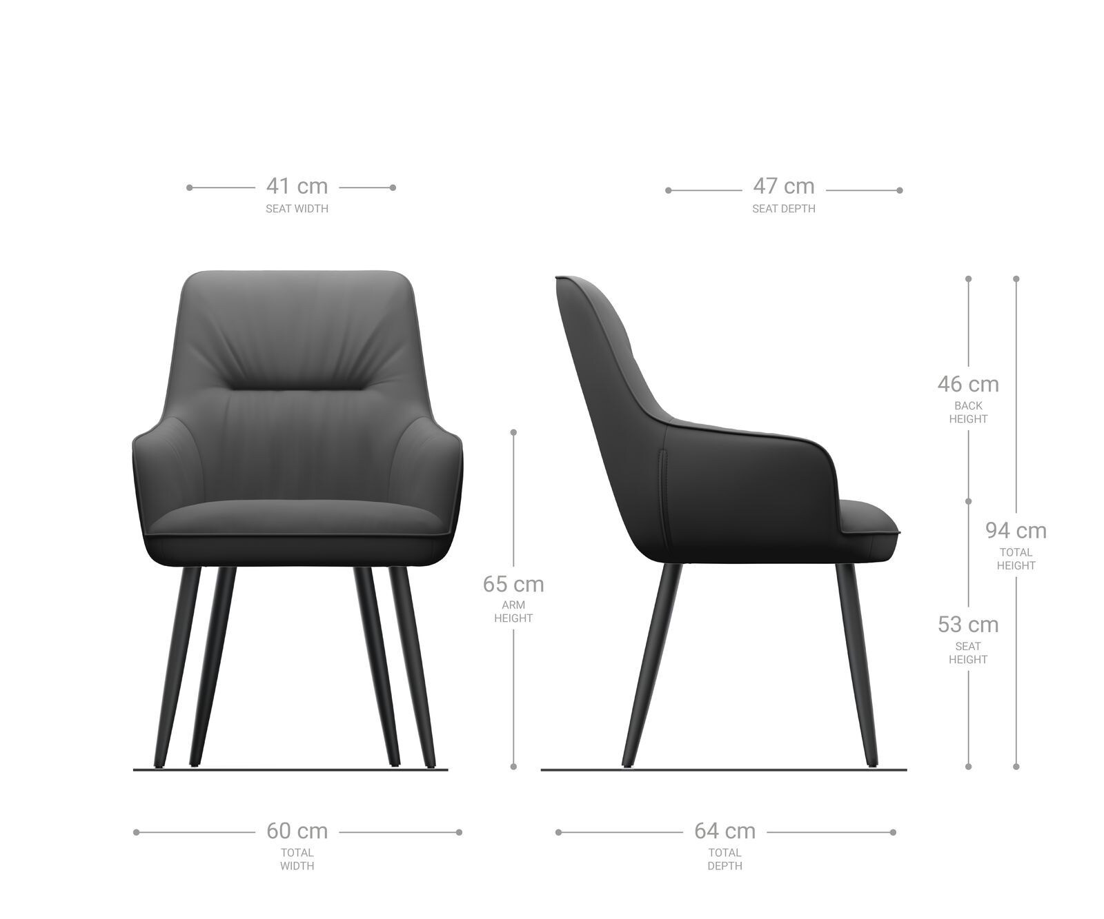 Eetkamerstoel Zelia-Flex met armleuning echt leer zwart 4-poot conisch zwart pocketveer kern 5 Eetkamerstoel Zelia-Flex met armleuning echt leer zwart 4-poot conisch zwart pocketveer kern 5