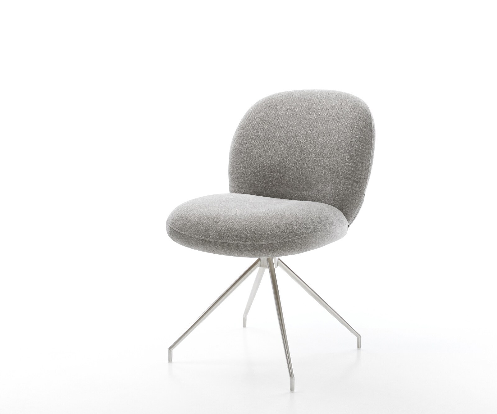 Eetkamerstoel Nube-Flex zachte stof met structuur grijs kruisframe conisch roestvrij staal pocketveer kern 1
