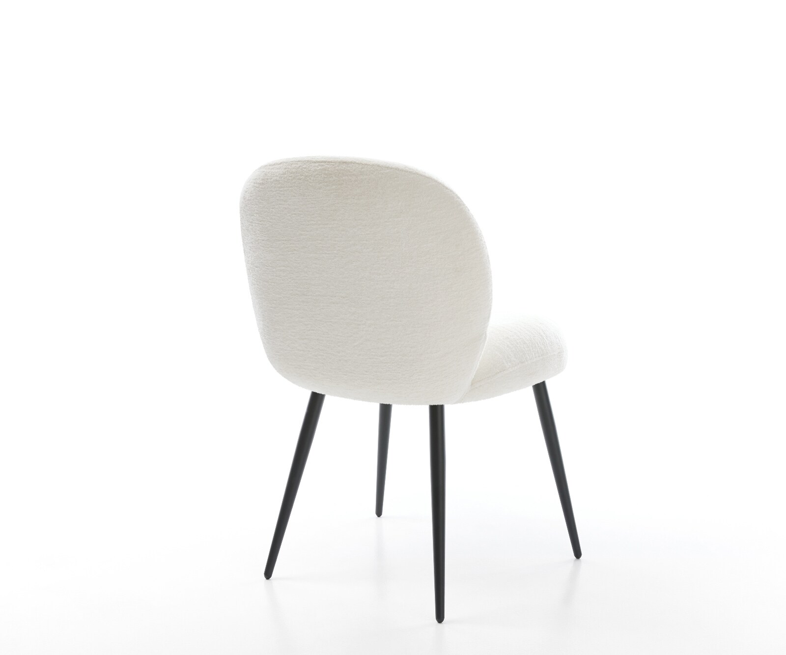 Eetkamerstoel Nube-Flex bouclé zacht beige 4-poot conisch zwart pocketveer kern 5