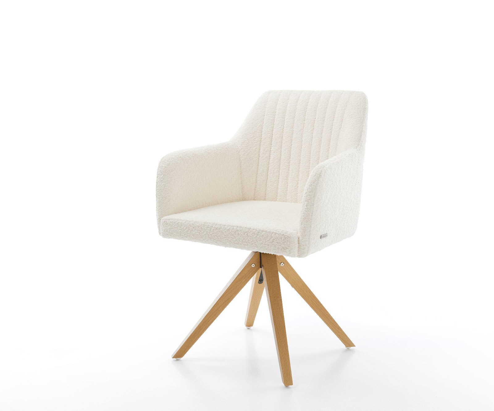 Eetkamerstoel Greg-Flex bouclé wit houten frame hoekig natuur pocketveer kern