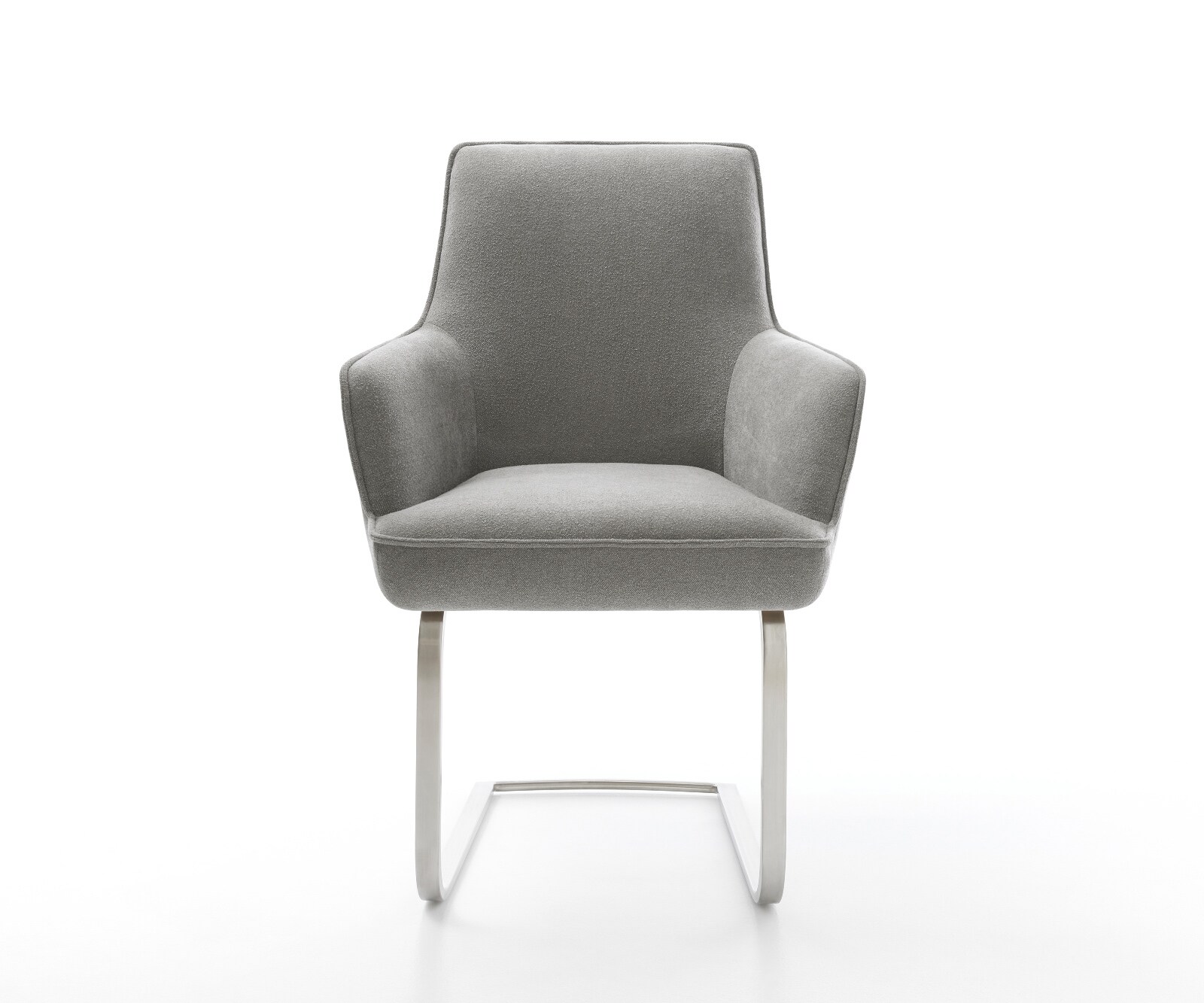 Sledemodel Heira-Flex met armleuning zachte stof met structuur grijs sledemodel vlak roestvrij staal pocketveer kern 2