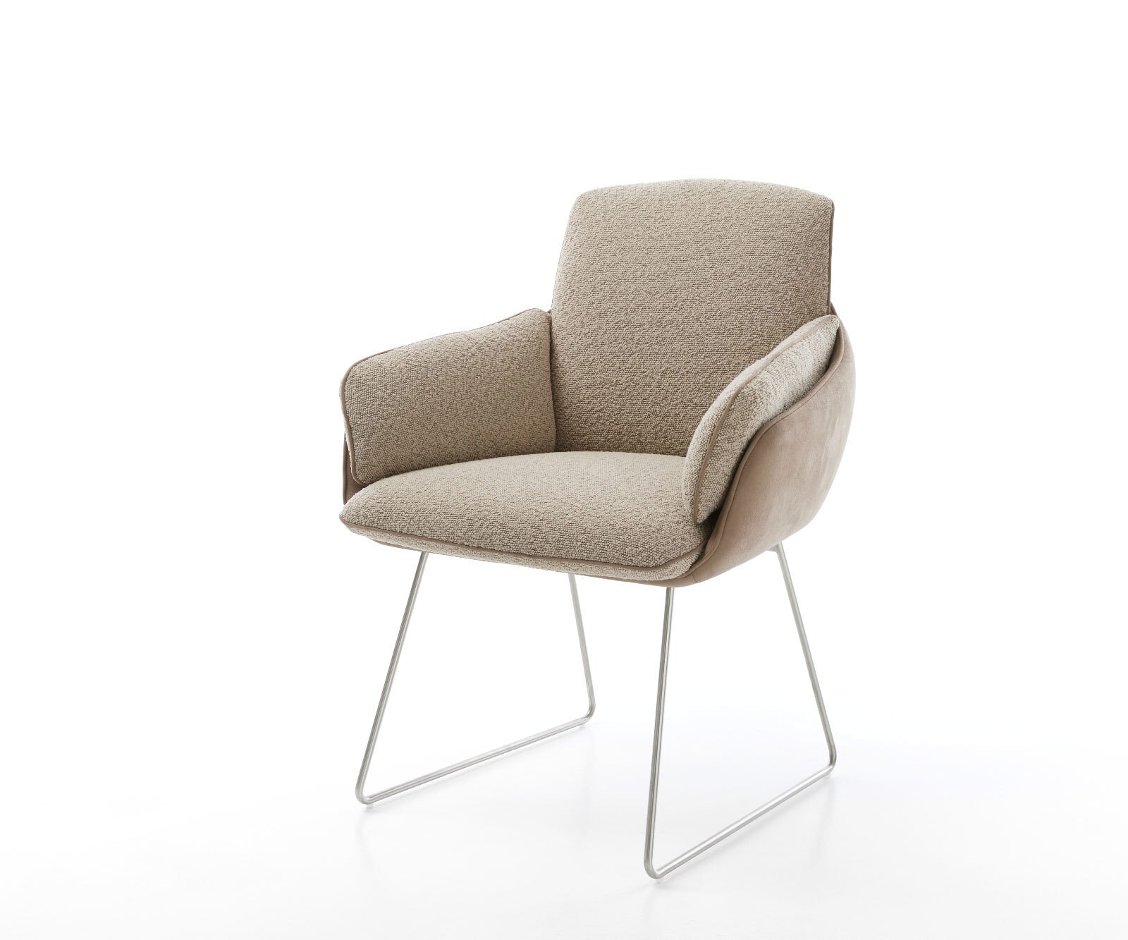 Eetkamerstoel Luan-Flex met armleuning materiaalmix mud slipframe roestvrij staal