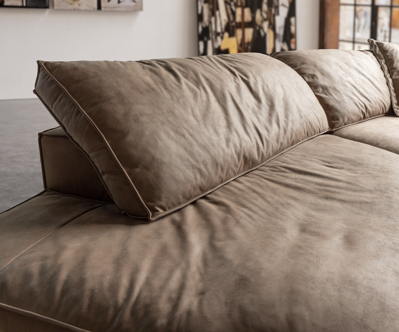 Big-sofa Snoosh 400x150 cm microvezel mud vintage recamiere links 4 Big-sofa Snoosh 400x150 cm microvezel mud vintage recamiere links 4