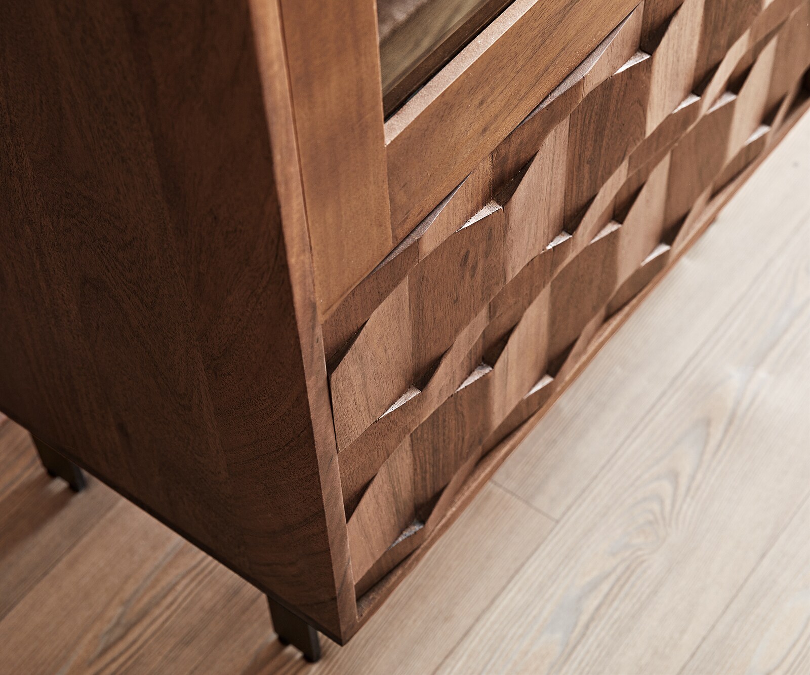 Vitrinekast Fevo 115x150 cm acacia bruin L-poot 4