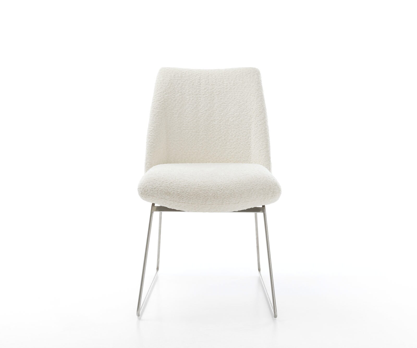 Eetkamerstoel Elso-Flex bouclé wit slipframe roestvrij staal pocketveer kern 2