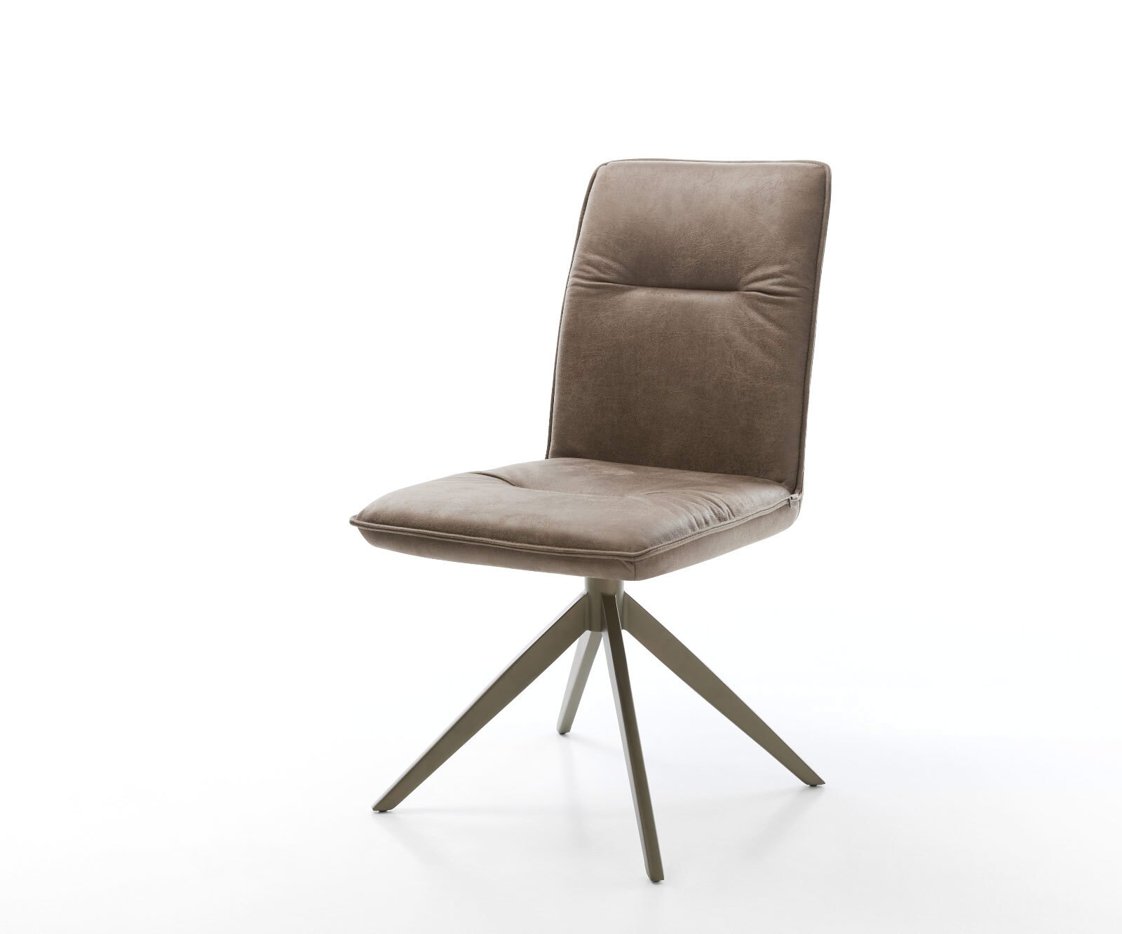 Draaistoel Vinjo-Flex microvelours taupe vintage kruisframe breed afwerking met titanium 360° draaibaar 1