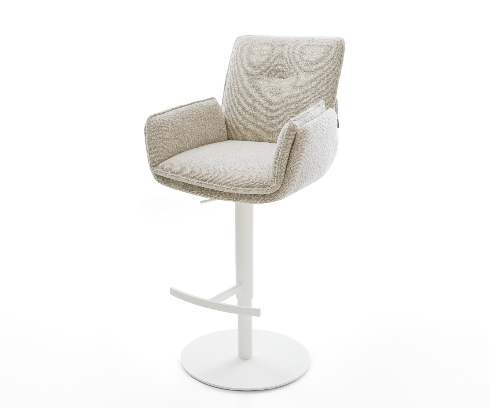 Barstoel Nela-Flex Zachte Geweven stof Beige Draaivoet in hoogte verstelbaar wit Wit 1