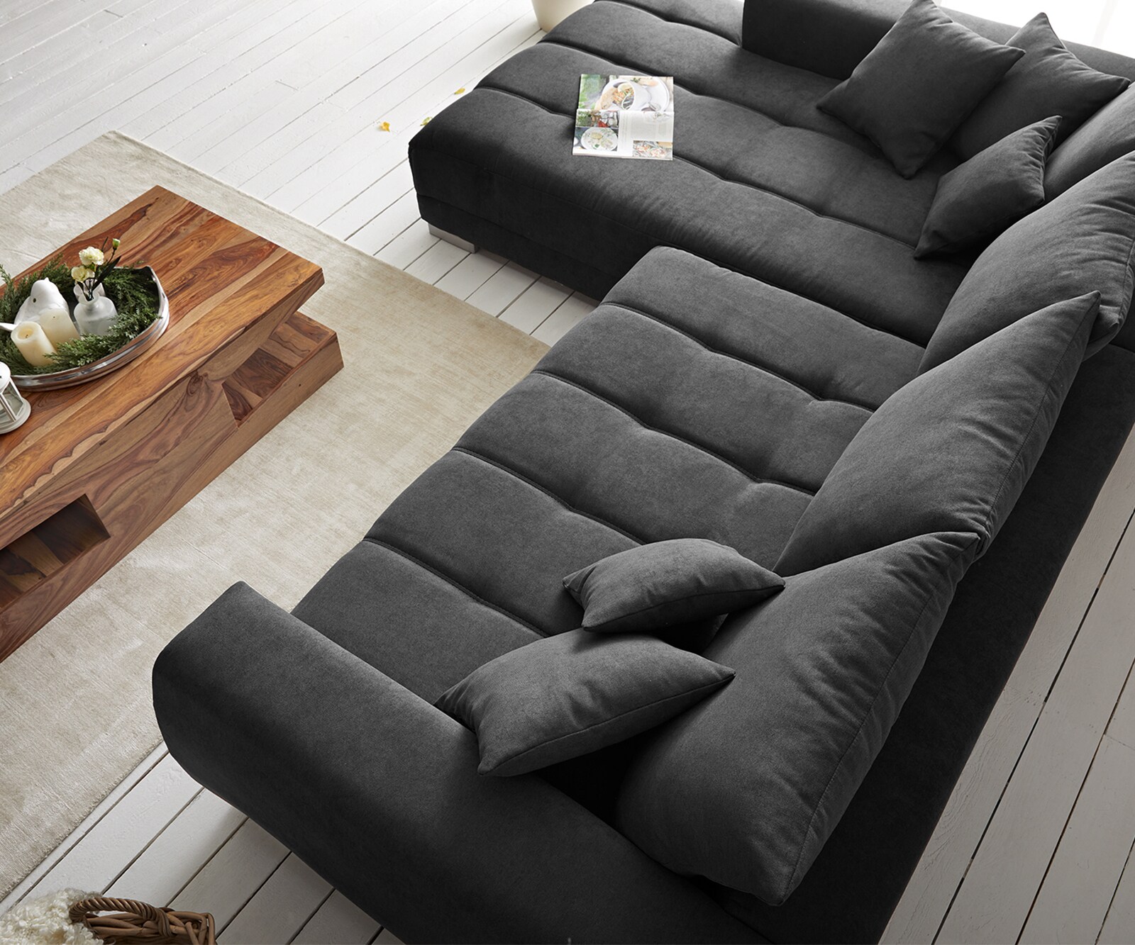 Hoekbank Josea 300x220 cm microvezel zwart Recamiere links 5