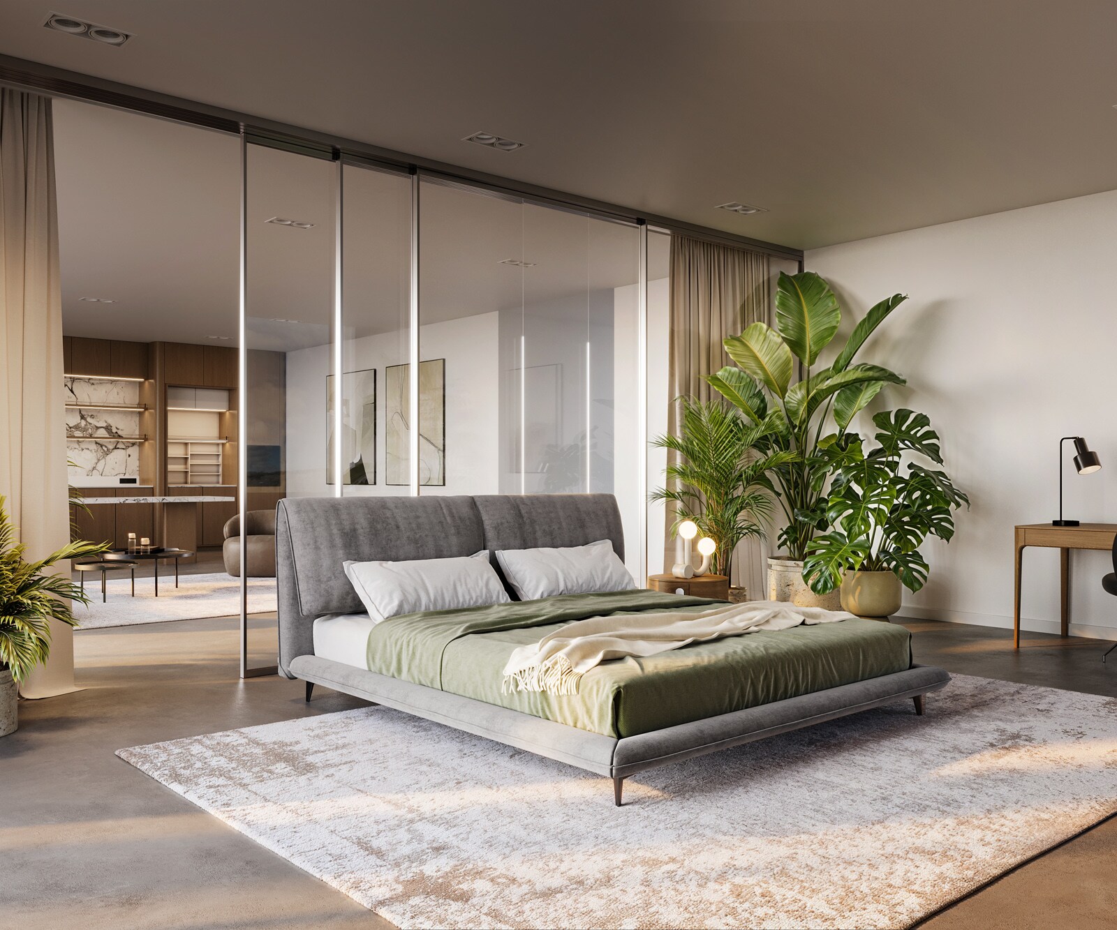 Bedframe Cusino 180x200 cm microvezel grijs gestoffeerd