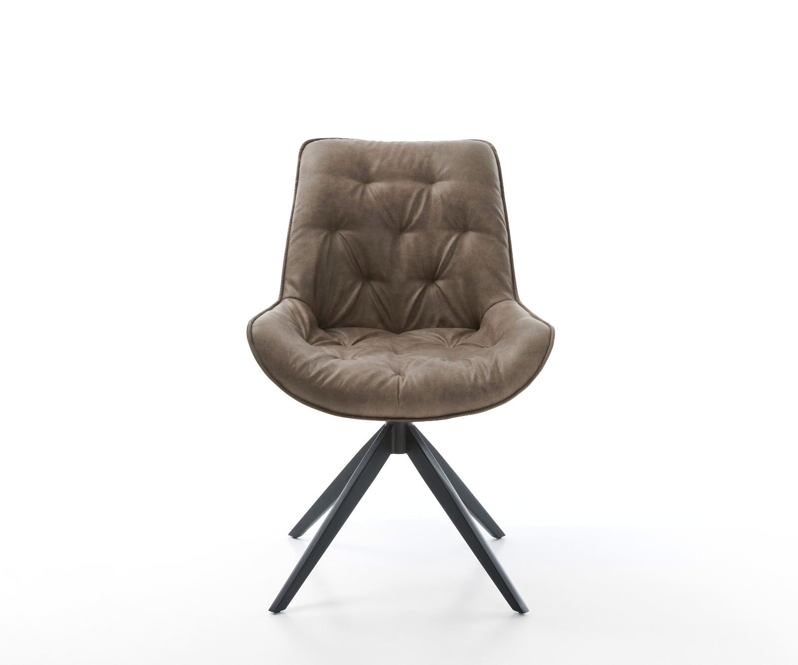 Draaistoel Taimi-Flex microvelours taupe vintage kruisframe breed zwart 360° draaibaar rocker-functie 1