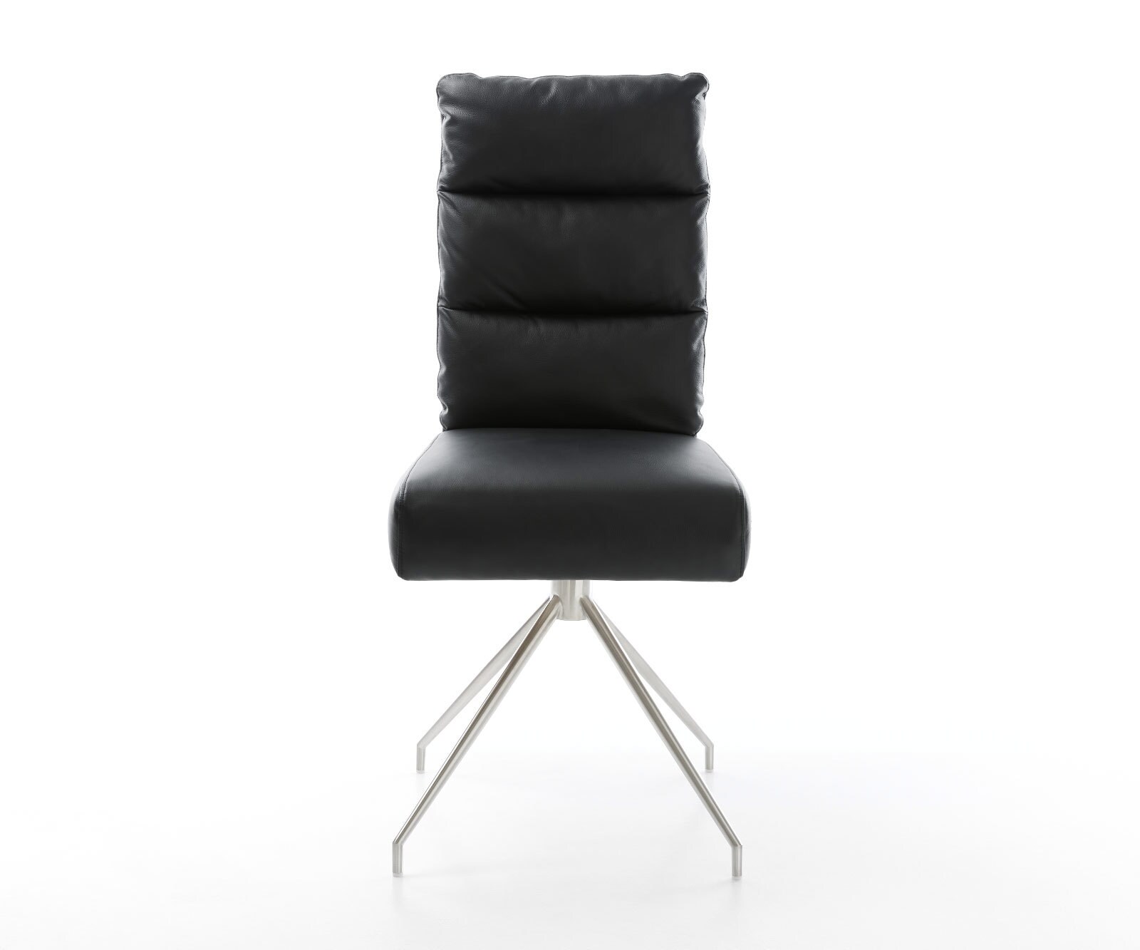 Eetkamerstoel Pela-Flex echt leer zwart kruisframe conisch roestvrij staal pocketveer kern 1 Eetkamerstoel Pela-Flex echt leer zwart kruisframe conisch roestvrij staal pocketveer kern 1