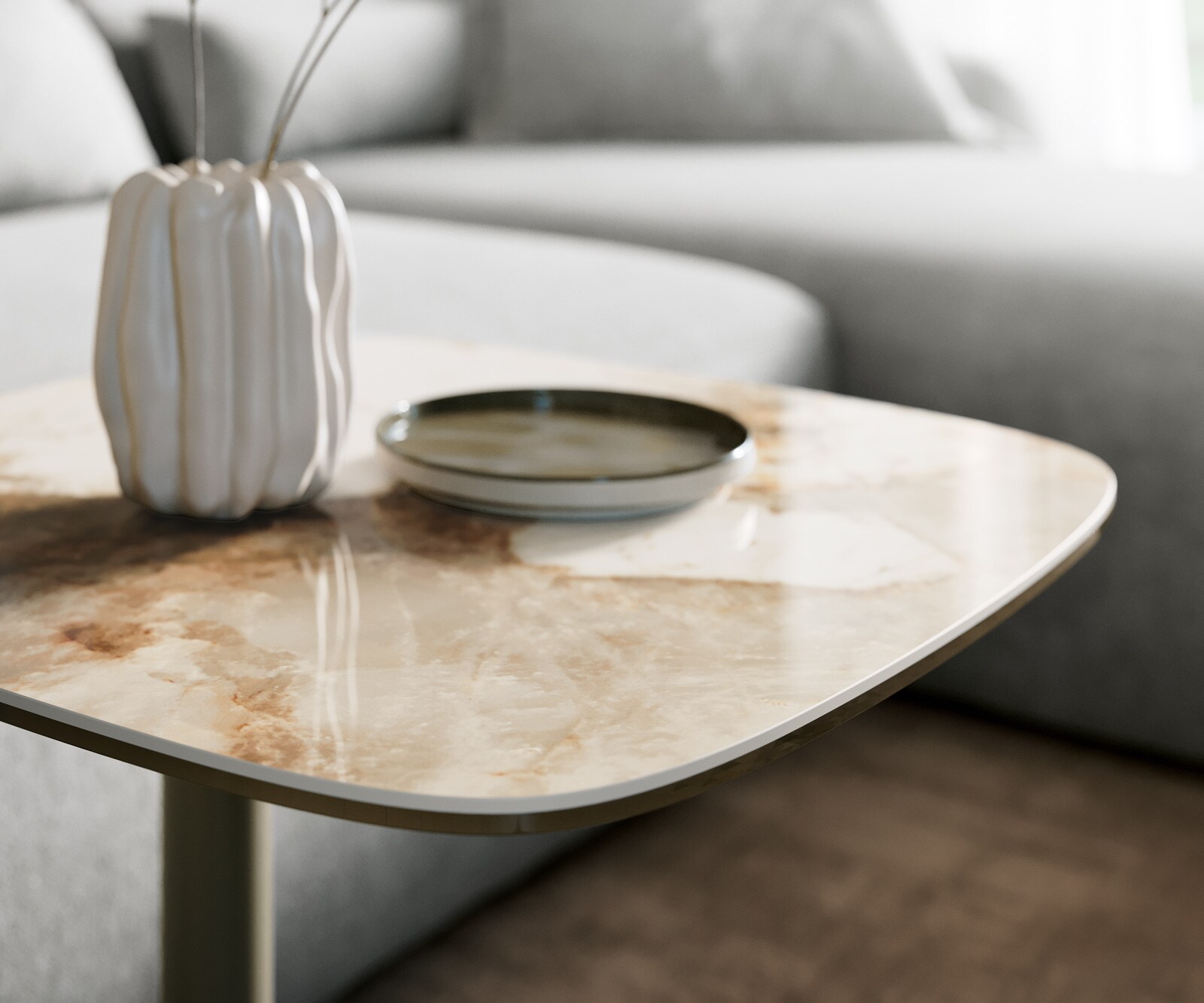 Salontafel Edge Boot 50x50 cm keramiek Minas Melange Eleny Metall effectafwerking titaan 6