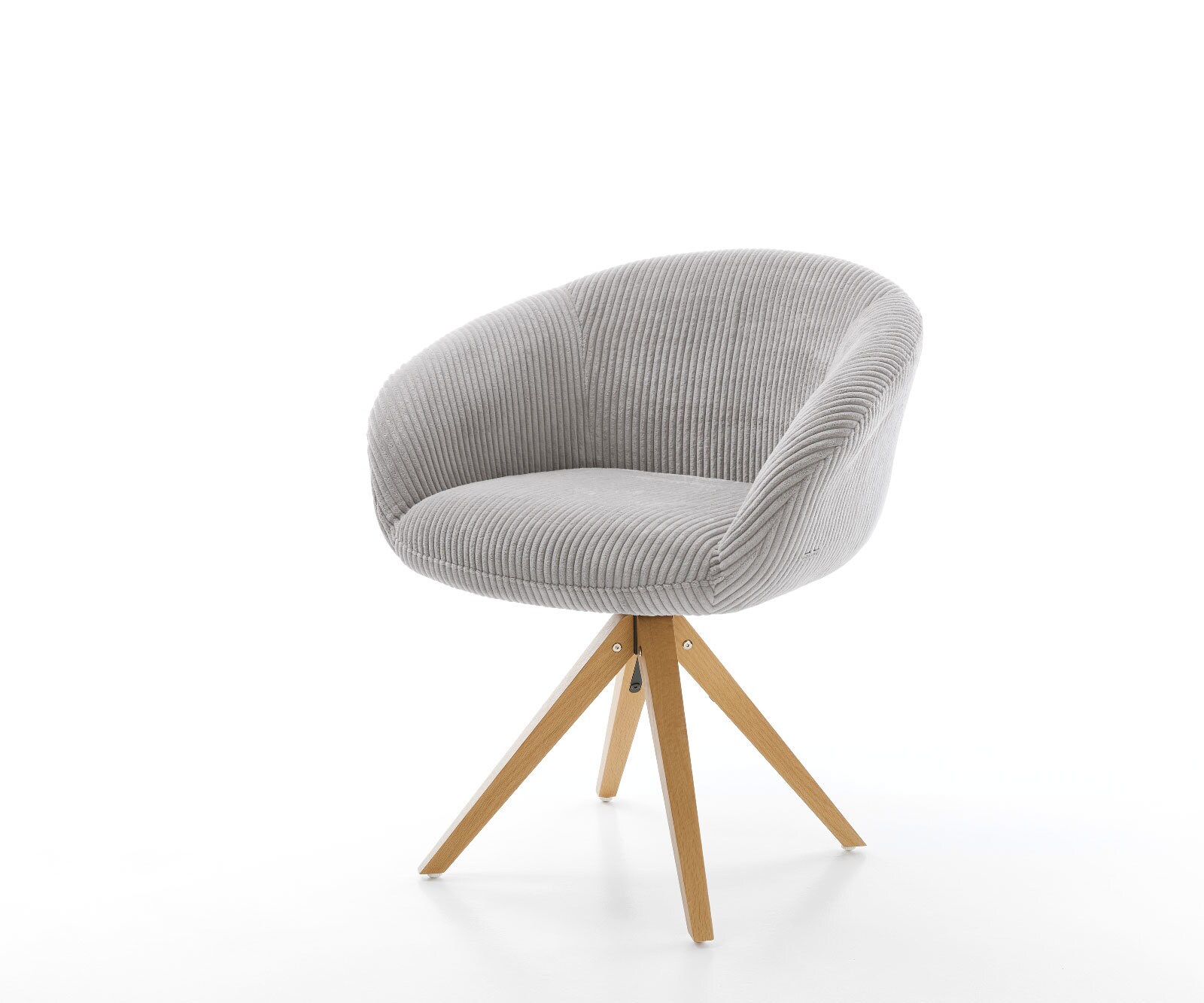 Draaistoel Vinka-Flex met armleuning koord zilver grijs houten frame hoekig natuur 180° draaibaar pocketveer kern 1