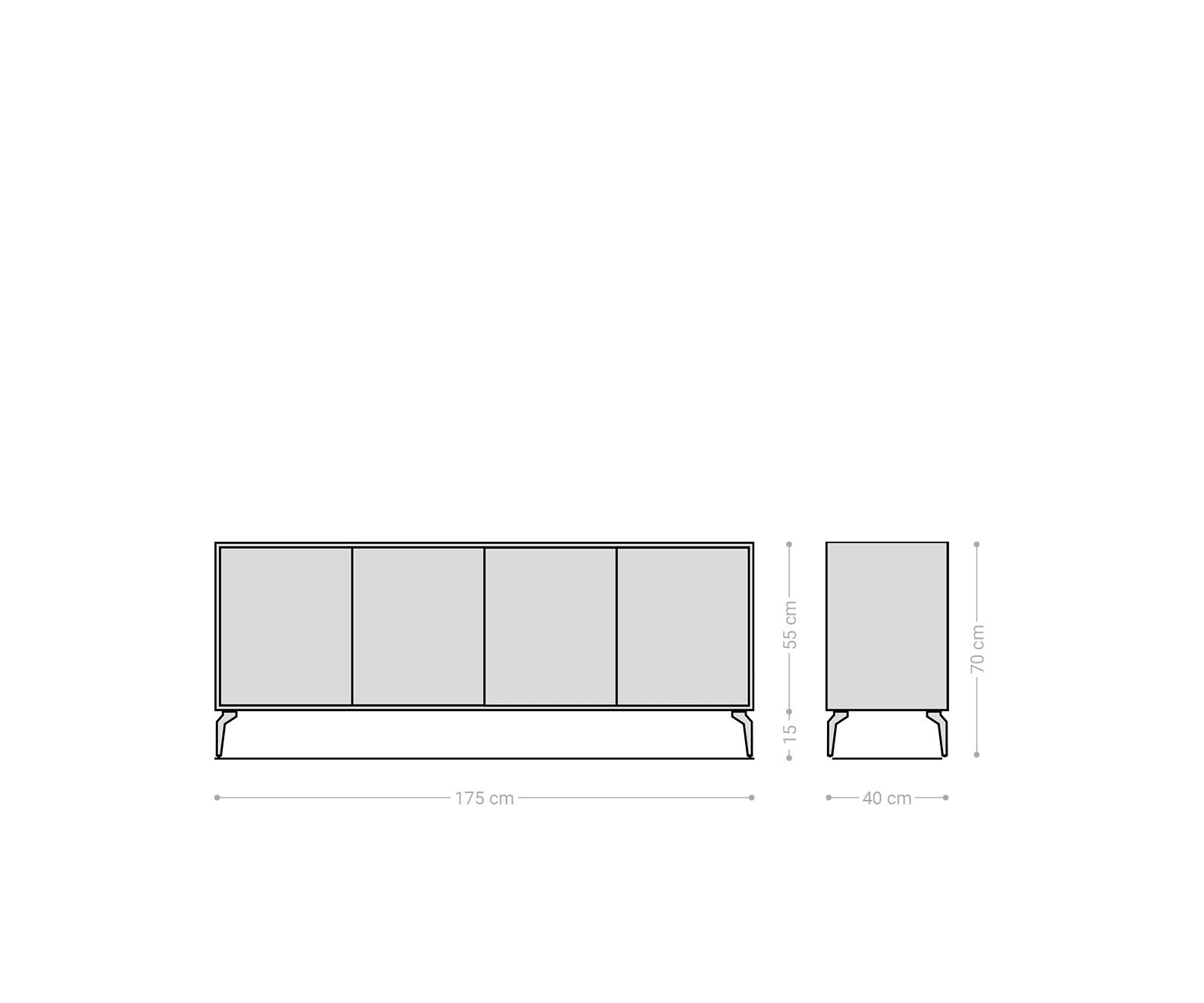 Dressoir Kleo 175 cm acacia natuur 4 deurs hoekig poot metaal zwart 8