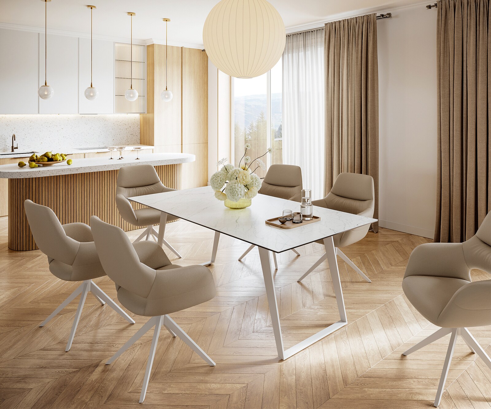 Eetkamertafel Edge 200x100 cm Keramiek Laminam®Statuarietto Wit Metaal Schuin Wit 5