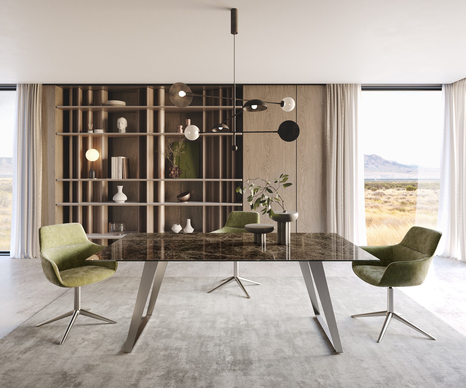 Eettafel Edge Keramiek Emperador Extra Lucidato Donkerbruin 200x100 Roestvrij staal schuin