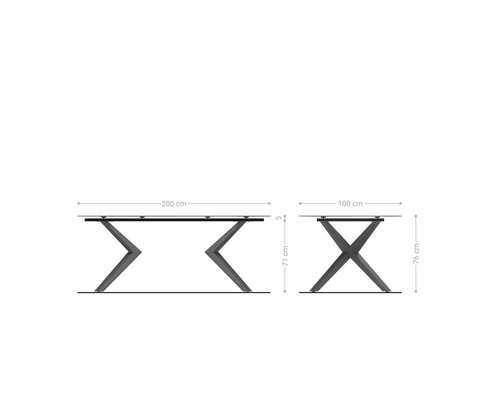 Eettafel Edge 200x100 keramiek  Laminam® Travertino Bianco Creme-wit Zenthara kantig metaal wit 8