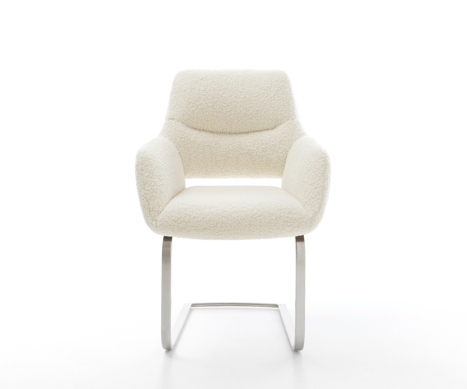 Sledemodel Yago-Flex met armleuning teddy beige sledemodel vlak roestvrij staal pocketveer kern 2