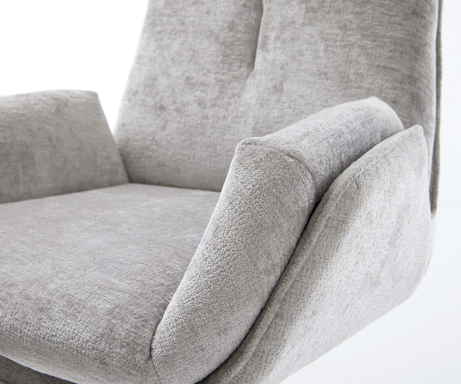 Draaistoel Clea-Flex chenille zilver grijs kruispoot roestvrij staal 360° draaibaar rocker-functie 4
