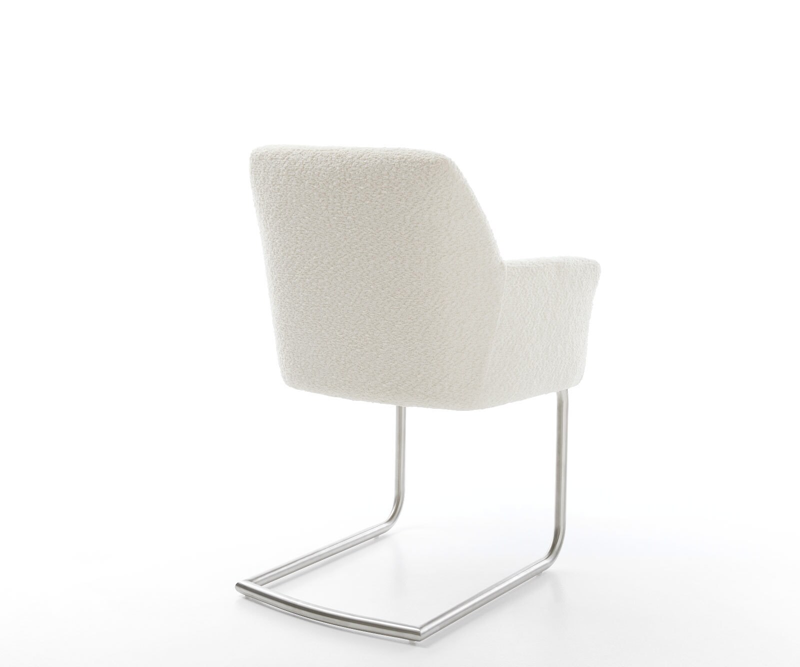 Sledemodel Xana-Flex met armleuning bouclé wit sledemodel rond roestvrij staal pocketveer kern 5