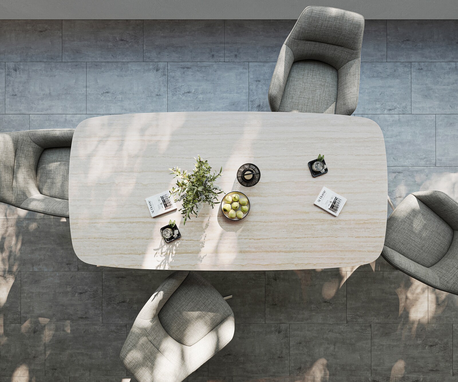 Outdoortafel Edge Boot 200x100 cm keramiek Laminam® Travertino Bianco crème-wit kruispoot rechthoekig roestvrij staal 6