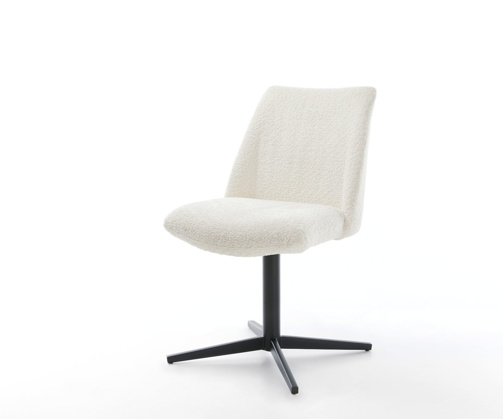 Draaistoel Elso-Flex bouclé wit kruispoot zwart 360° draaibaar pocketveer kern