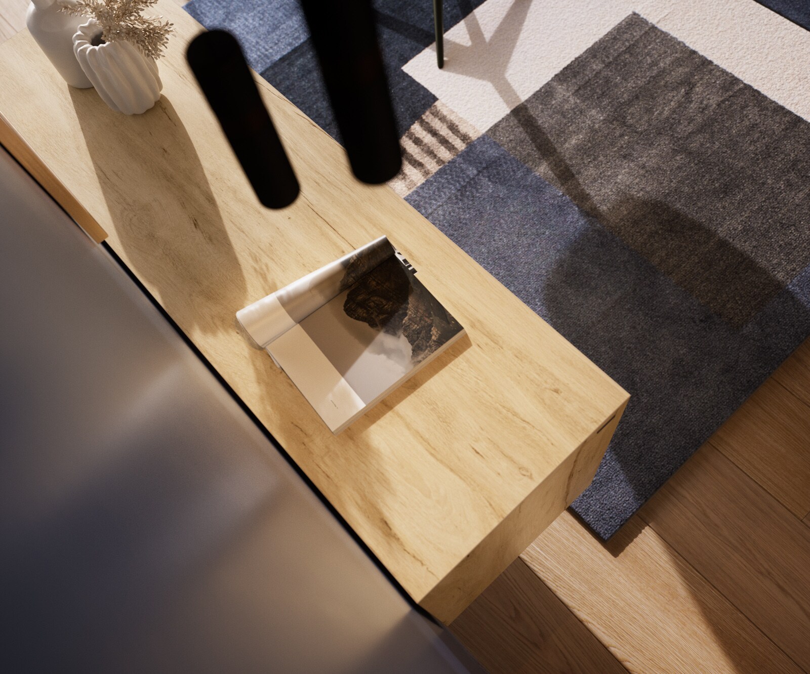 Dressoir Cuor 150 cm Keramiek Laminam® Sabbia Eiken gekleurd 3 Deuren Zwevend 6